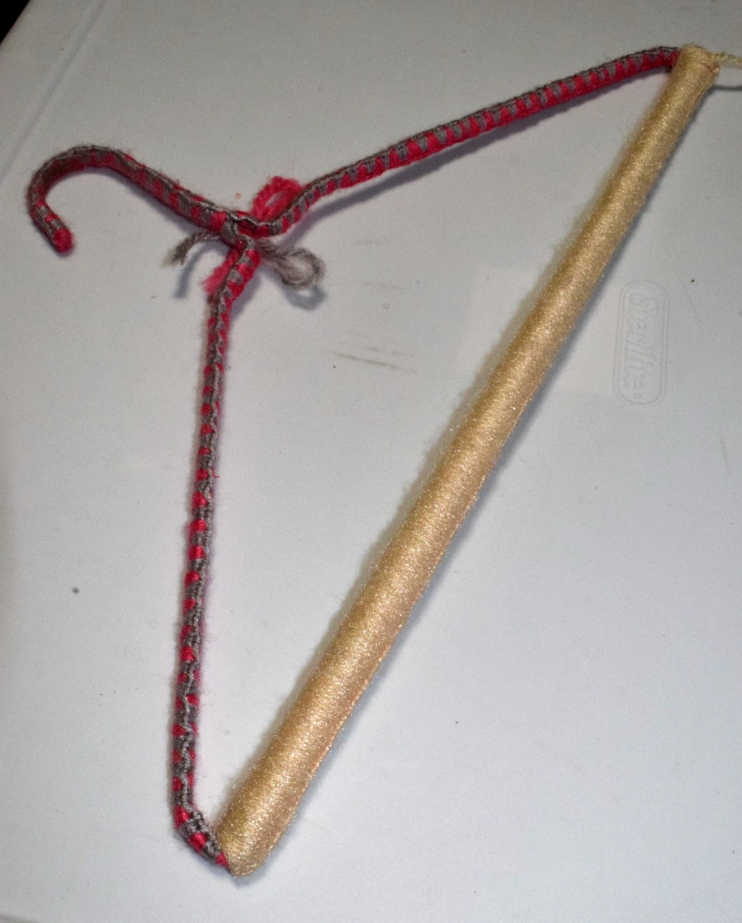 Vintage Yarn Wrapped Thick Wire Pant Hanger 50s 70s Rose Gray Cream Satin 16″
