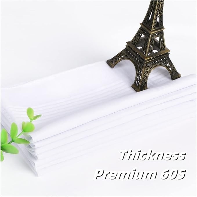 Cotton Handkerchiefs for Men 6 Pack Soft White Pure Cotton Hank