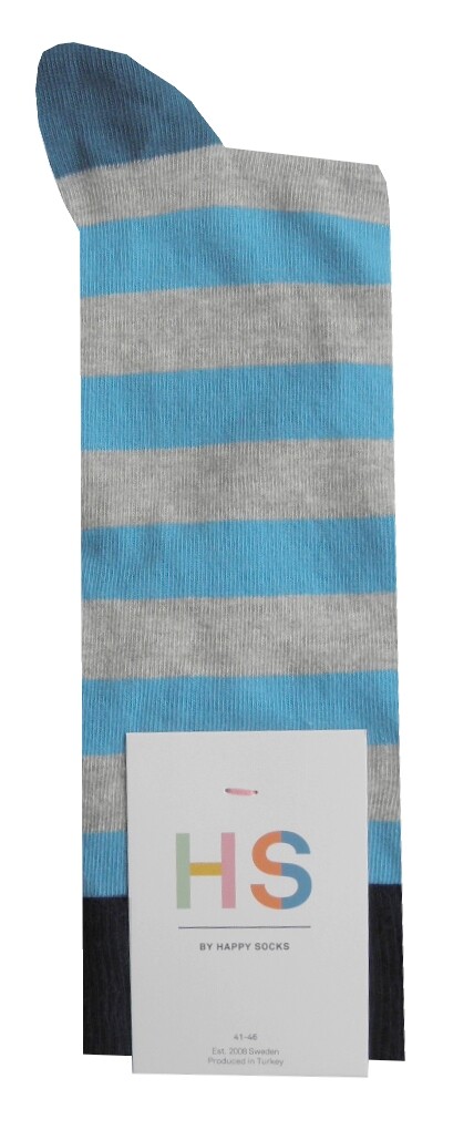 HS by HAPPY SOCKS Womens Blue Grey College Stripes > One Size UK 7-11 EU 40-46