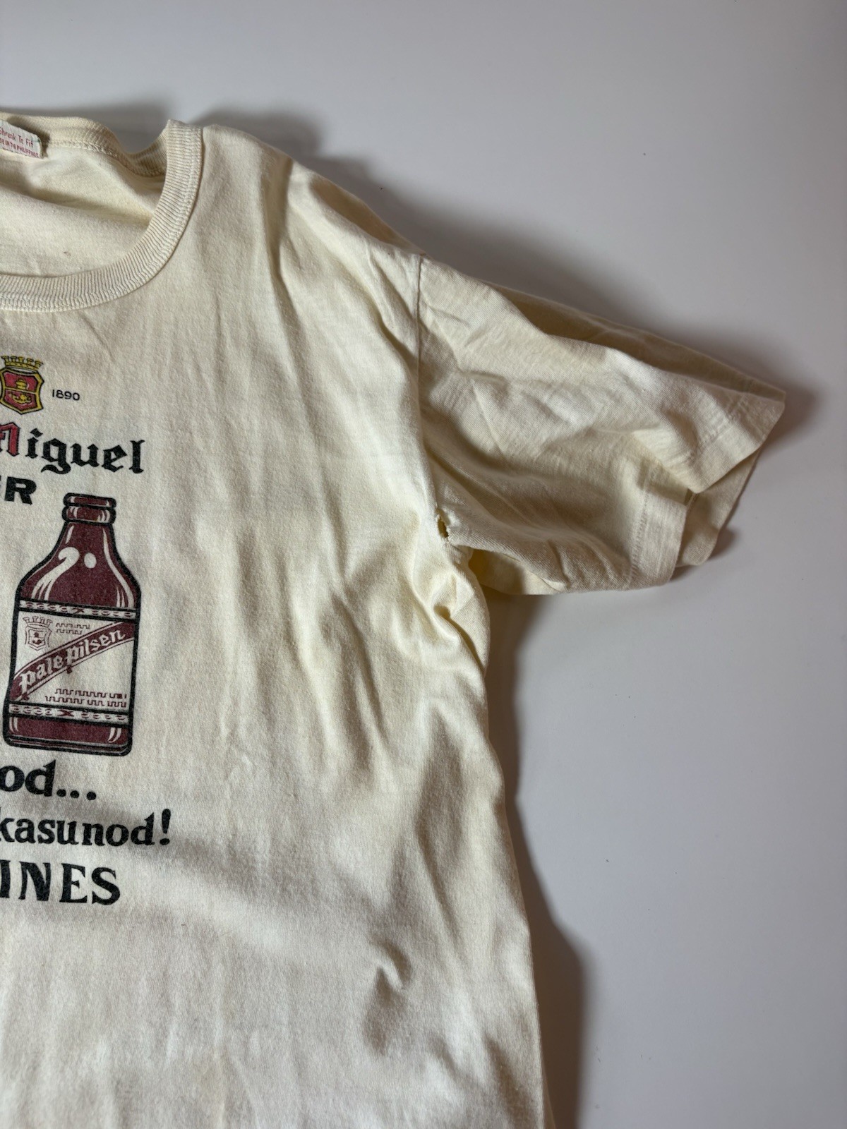 Vintage San Miguel Beer Philippines Pale Pilsen Distressed T Shirt Tag XL 18X25