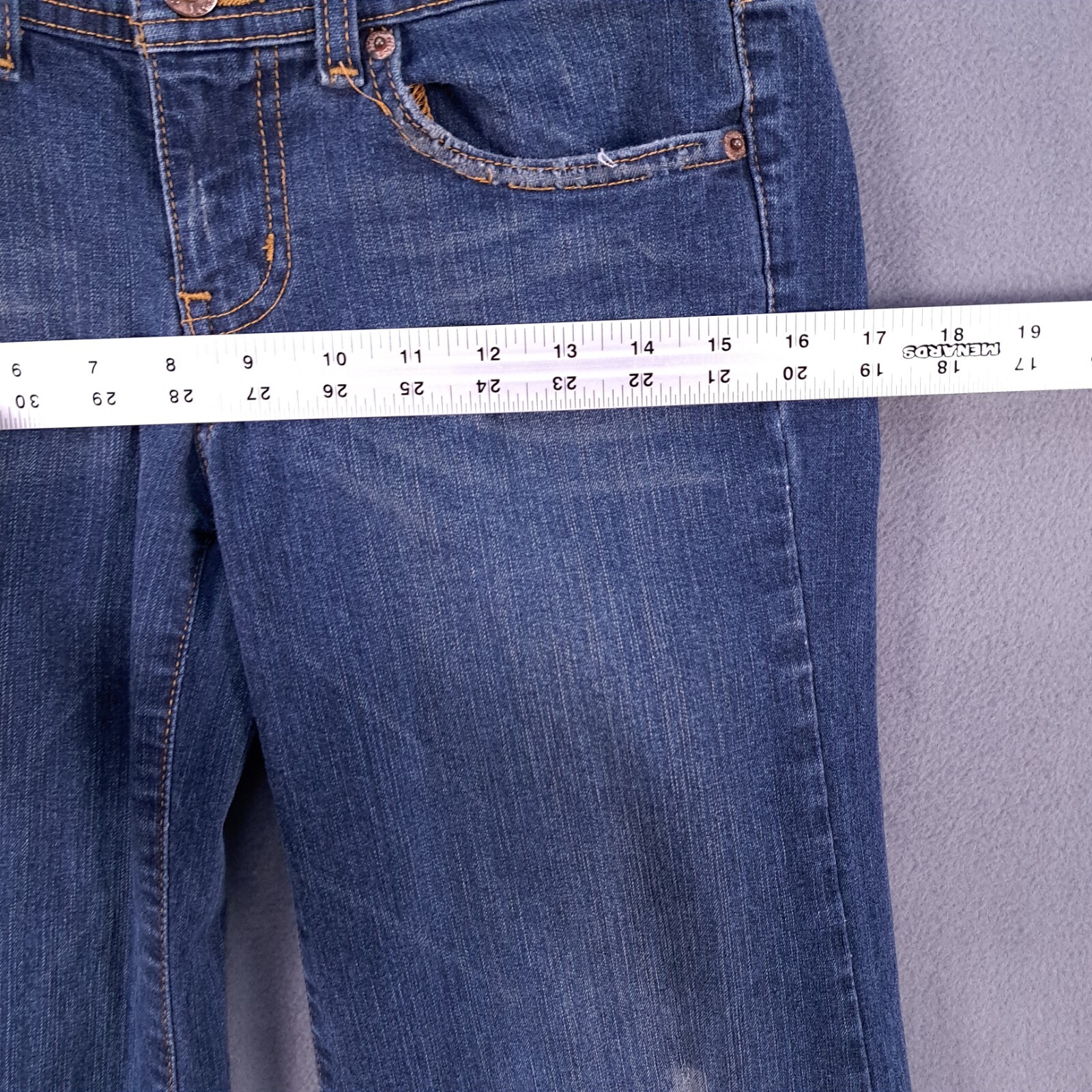 Hint Jeans Womens Juniors 7 Blue Stretch Denim Cropped Flare Leg Grunge