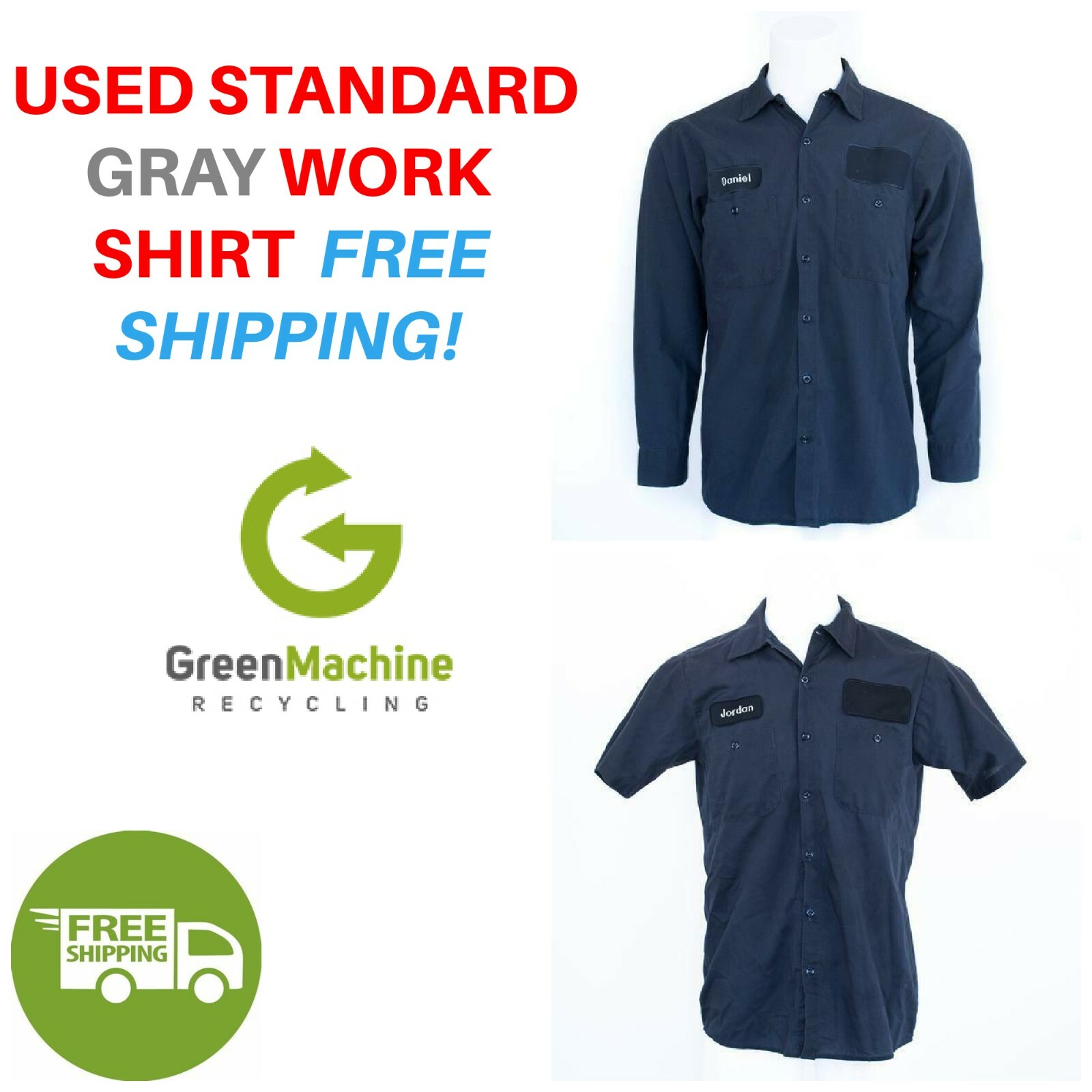 Used Work Shirts Cintas, Redkap, Unifirst, G&K Gray FREE SHIP