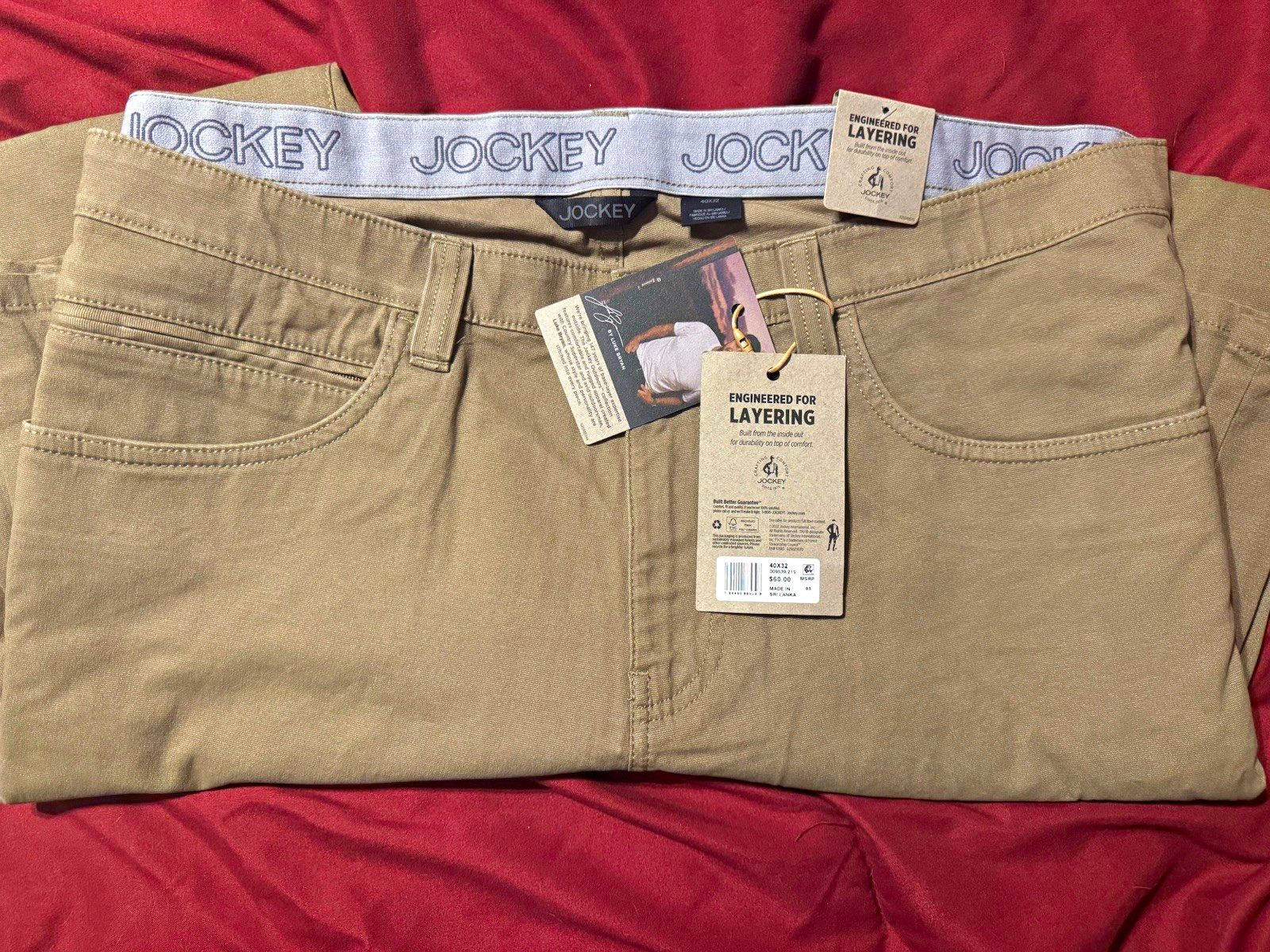 Jockey Engineered for Layering Men’s Beige Canvas Cotton Straight Pants 40