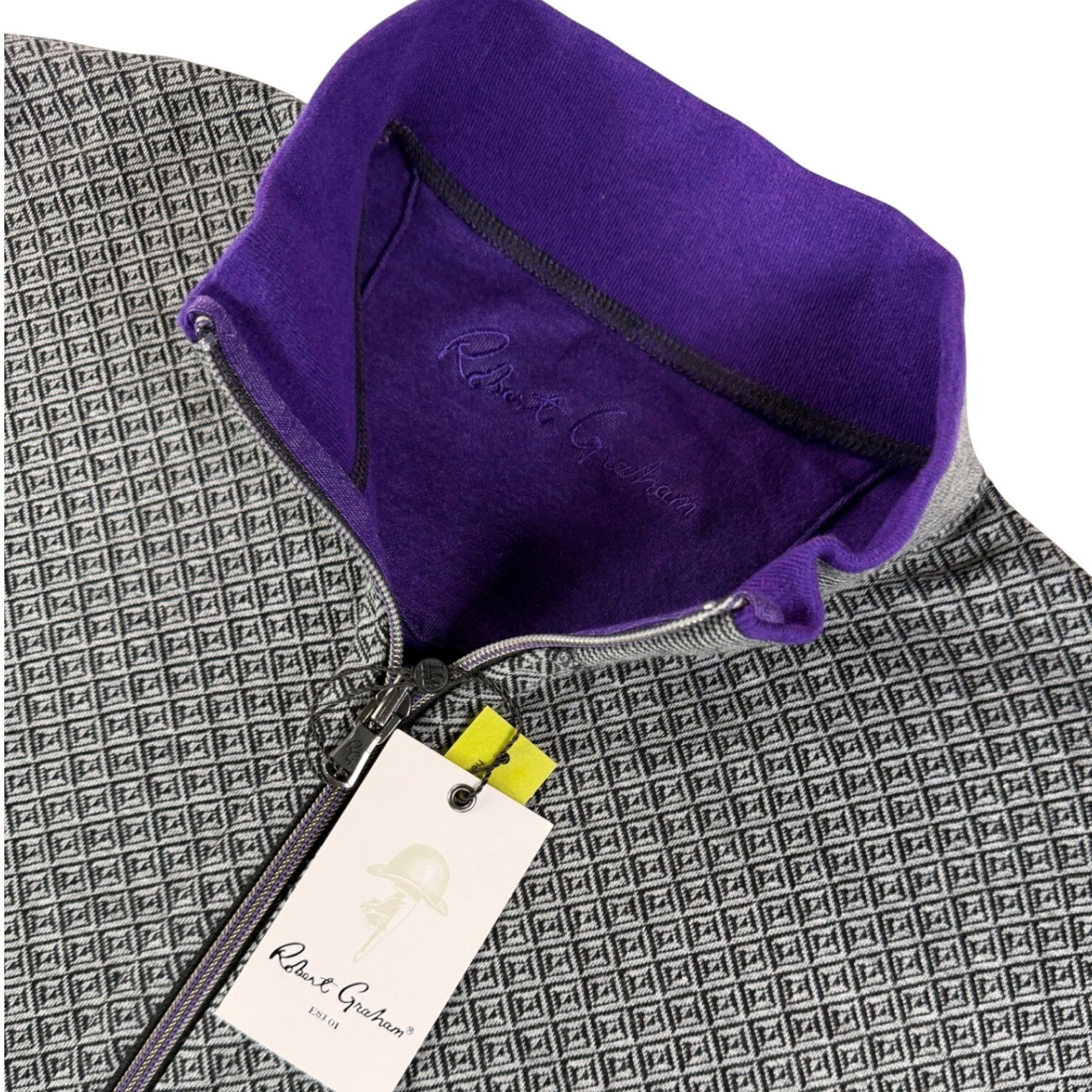 Robert Graham Mulhare Reversible Full-Zip Jacket Men XL Cotton Blend Purple Gray