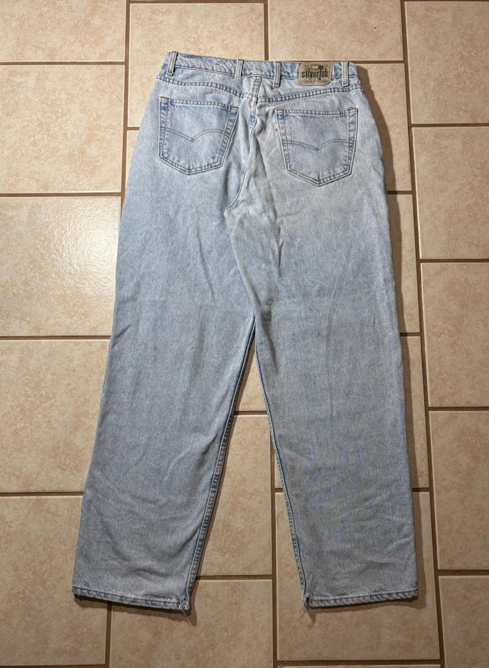 Vintage 90s Levis Silvertab Baggy Jeans Mens True 34×31.5 Light Wash Made in USA