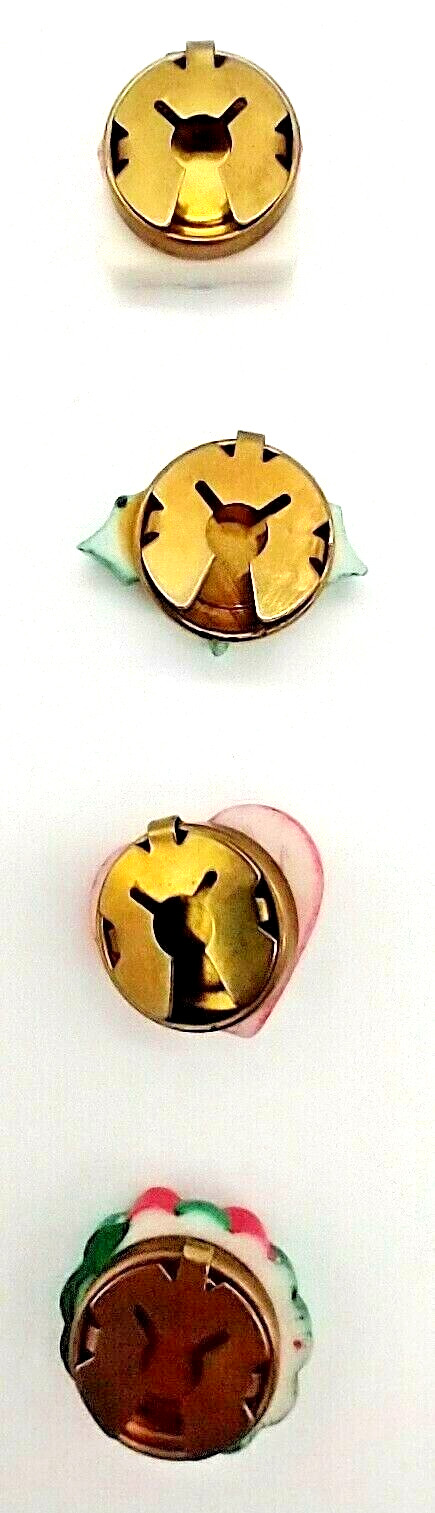 Set of 4 Button Covers Christmas Theme Metal Hinged Back Holidays Vintage 1980s