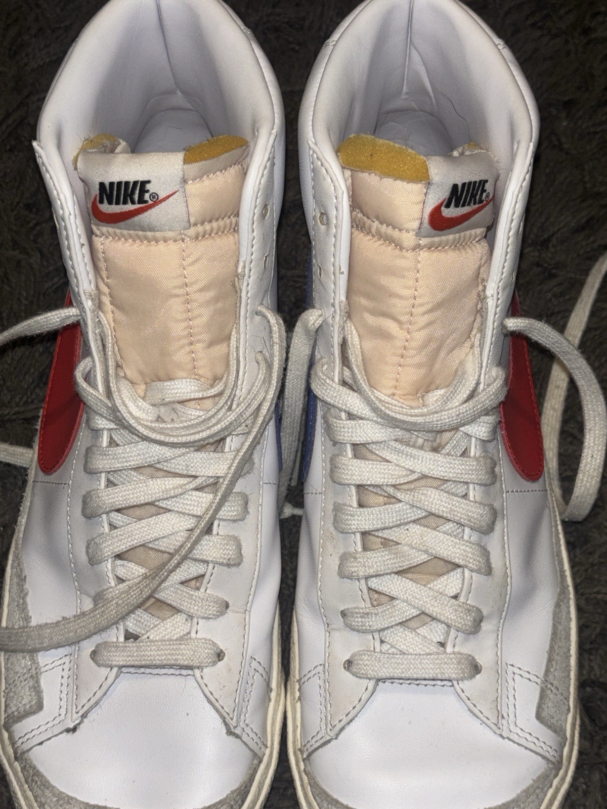 Nike Men’s High Top Blazers Sneaker Lace-Up White Red Blue Solid.Mens10.5
