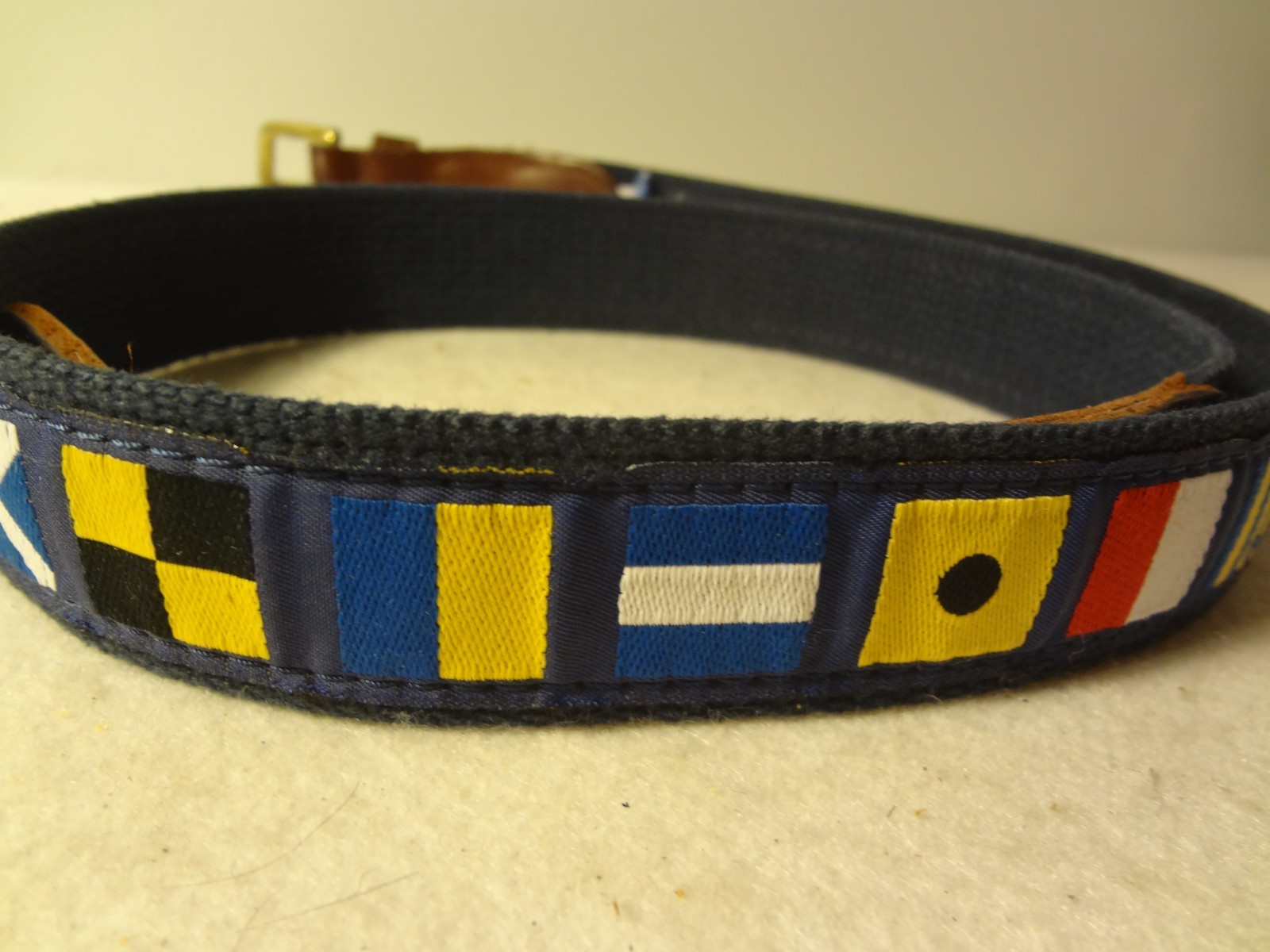 Vintage Preppy Belt with Flags by Preston Made In New England 35 1/2″ – 38 1/2″