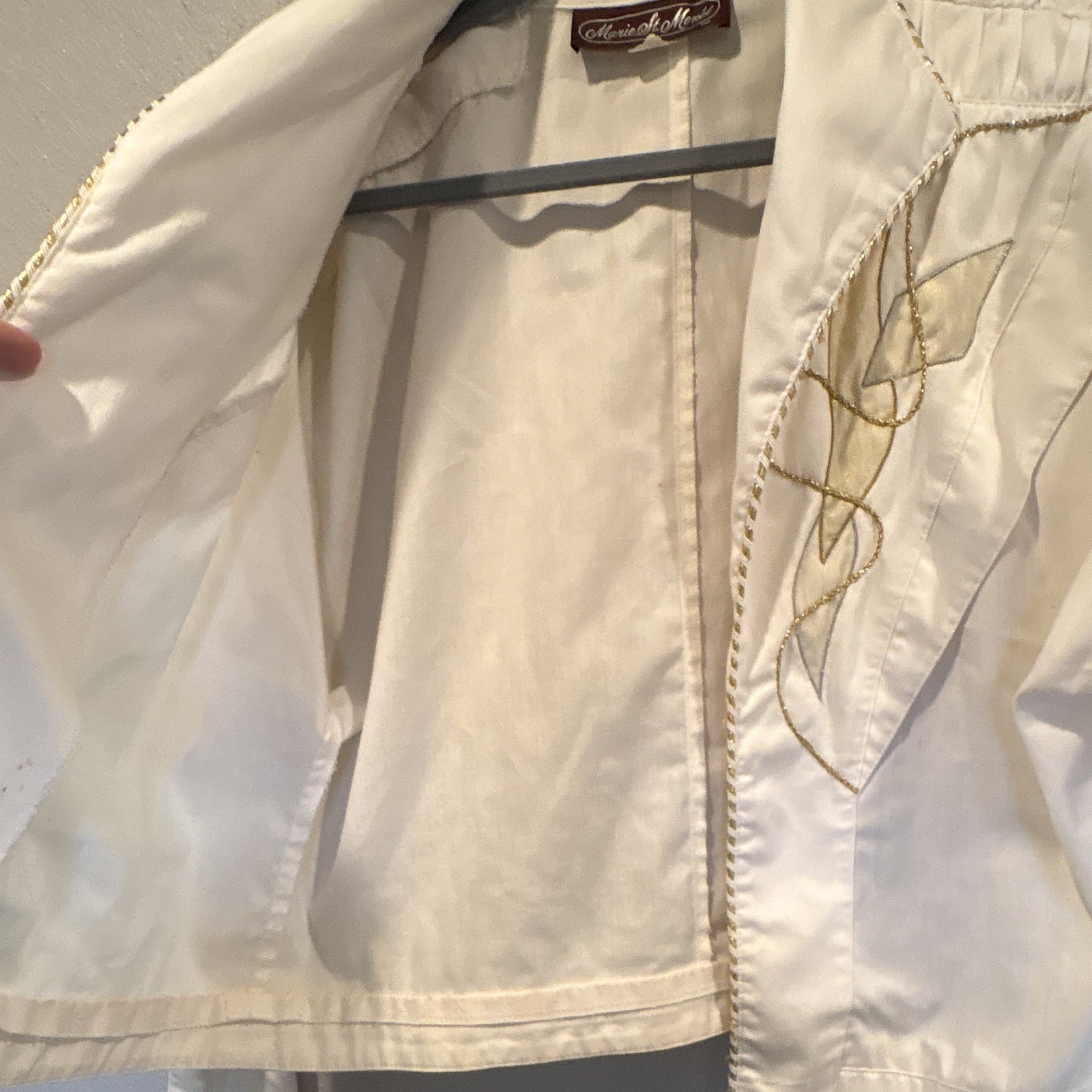 Vintage Marie St. Monet Women’s White Open-Front Collared Cropped Jacket