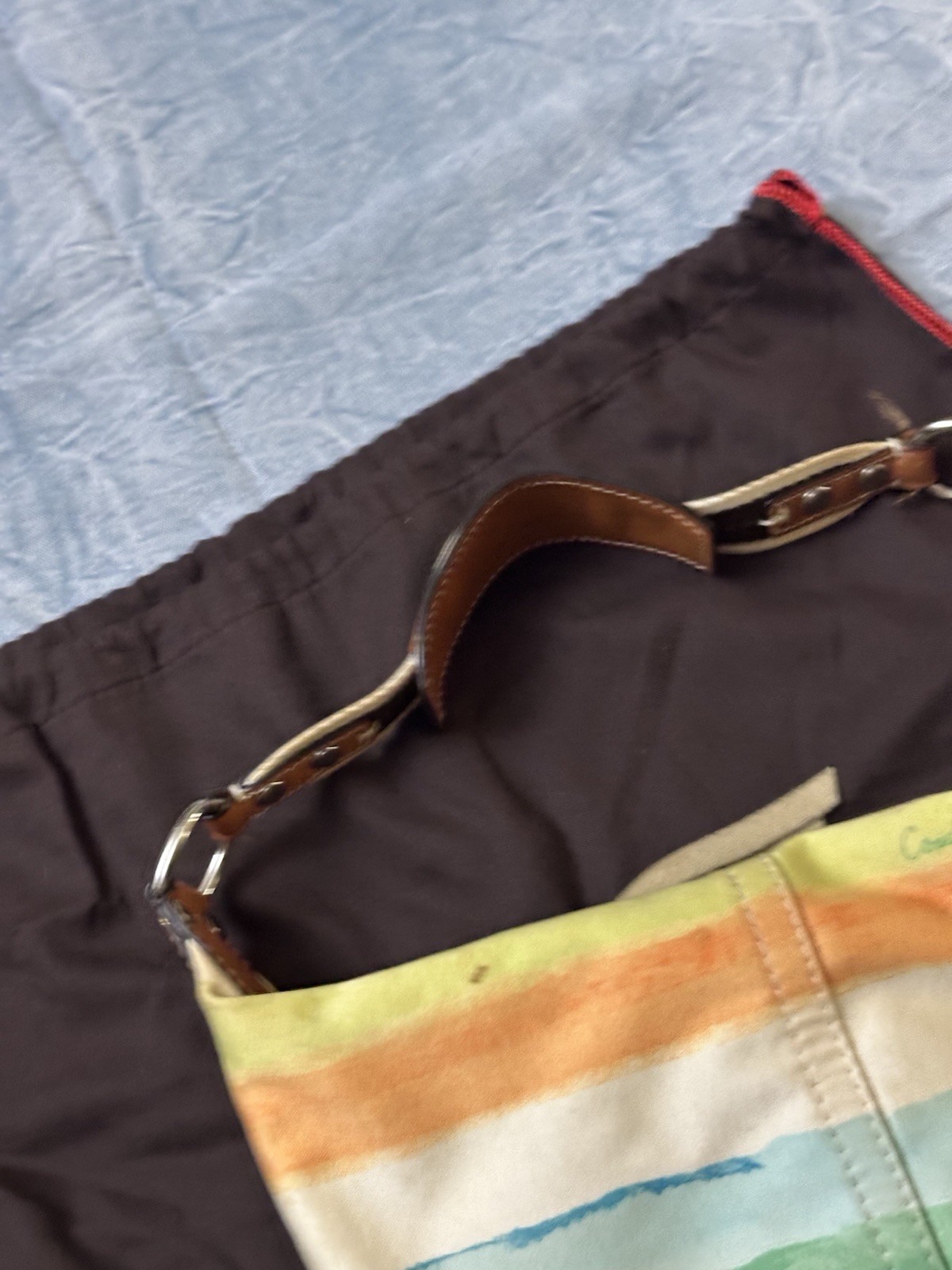 GUC Coach HAMPTON HOBO BAG CRESCENT PURSE WATERCOLOR STRIPES Handbag VINTAGE 2K