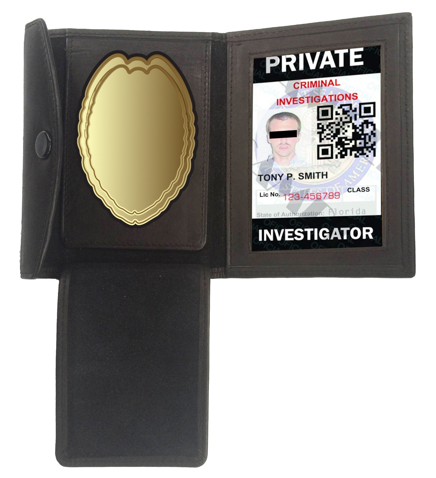 Black Shield Badge Leather Wallet Concealed Carry Weapon ID Case U.S SELLER