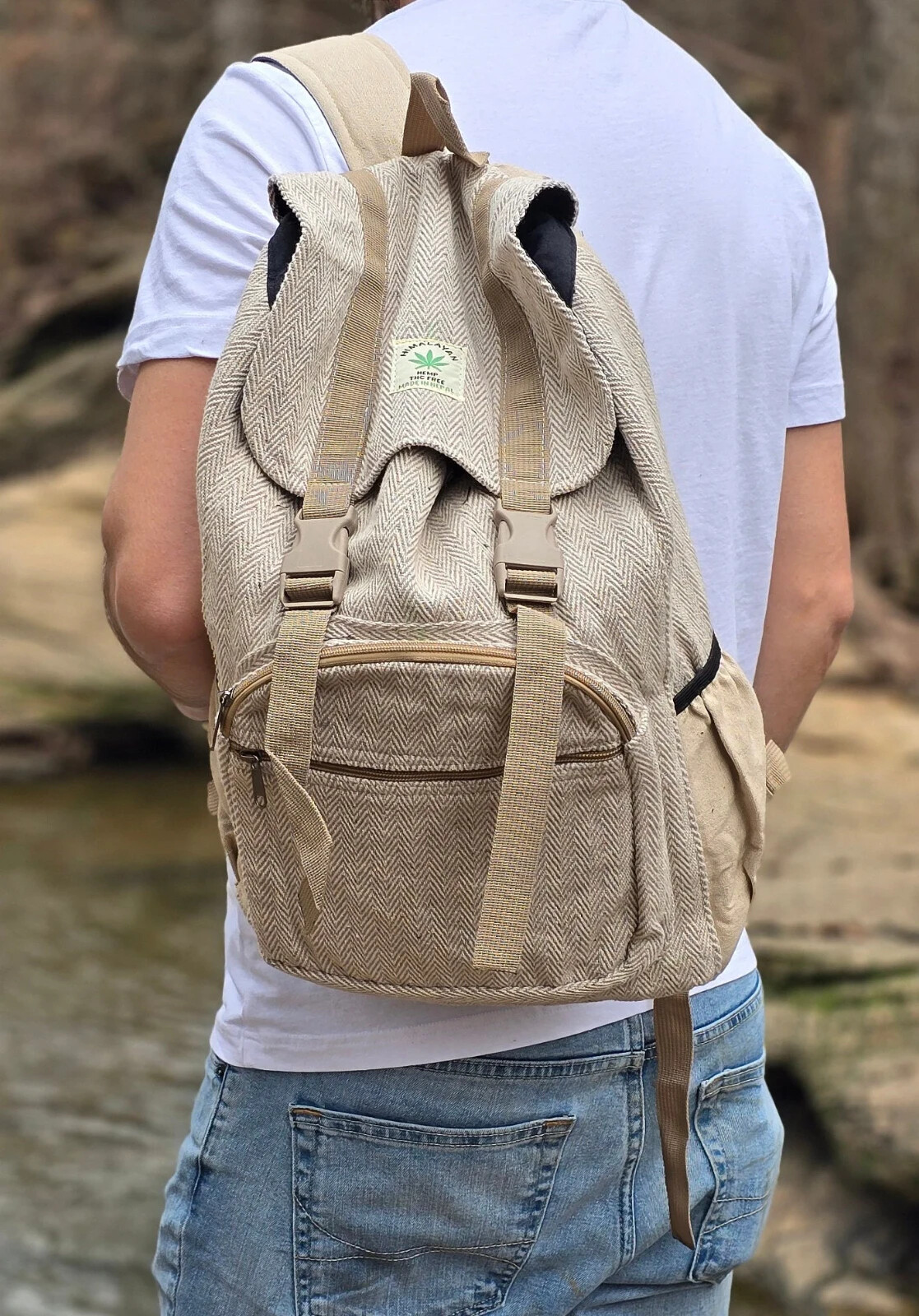 Organic Natural Himalayan Hemp Large Nepalese Boho Hippie Durable Cute Unisex Ba