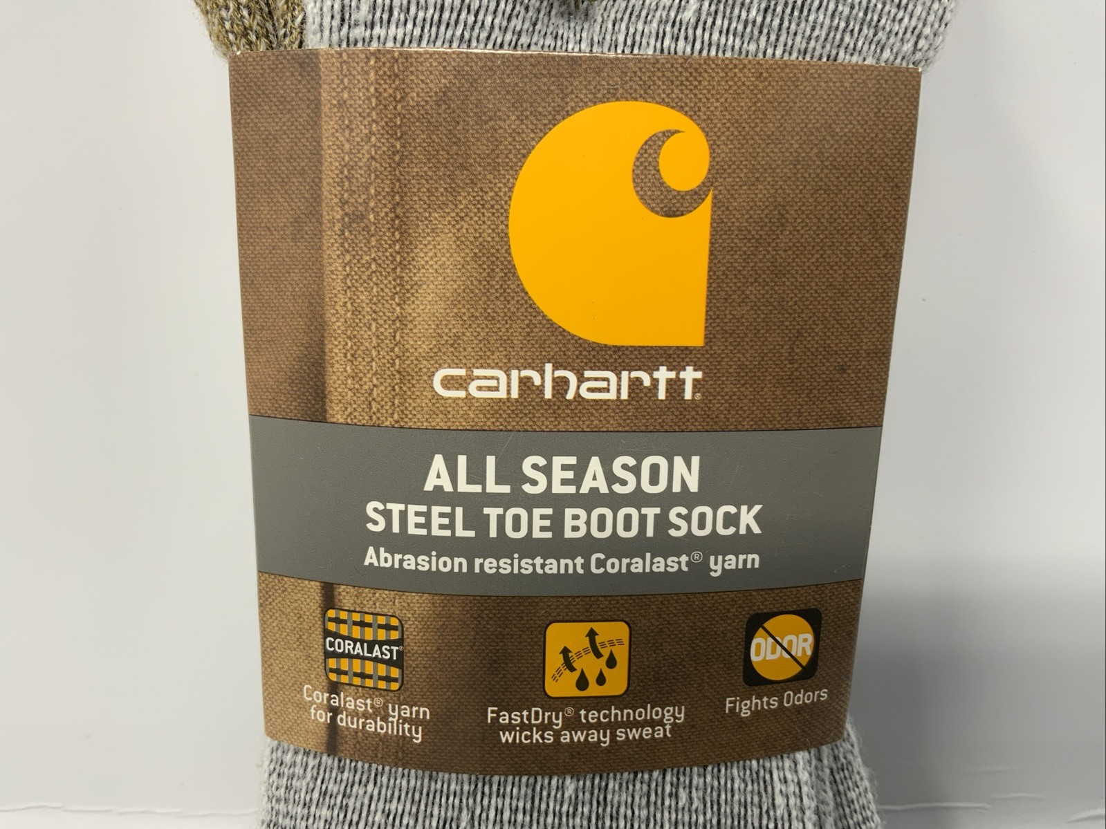 Carhartt A767-2 Steel Toe Acrylic Blend Boot Sock Grey L Shoe size 6-12 2-Pack