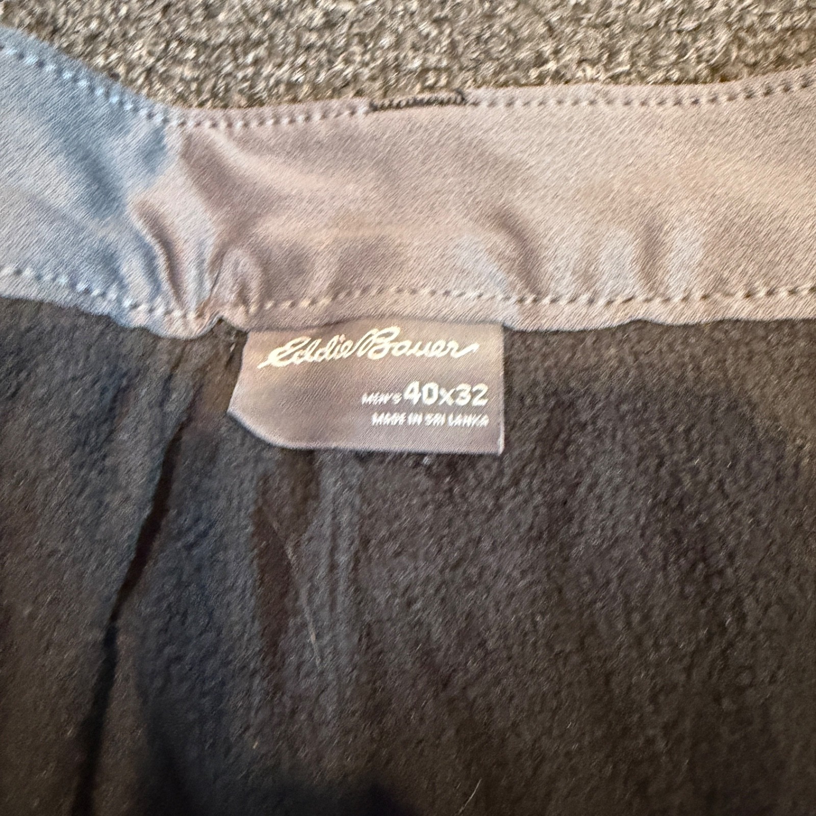 Eddie Bauer Men’s Tech Pant 40×32 Fleece Lined 2-Way Stretch Black
