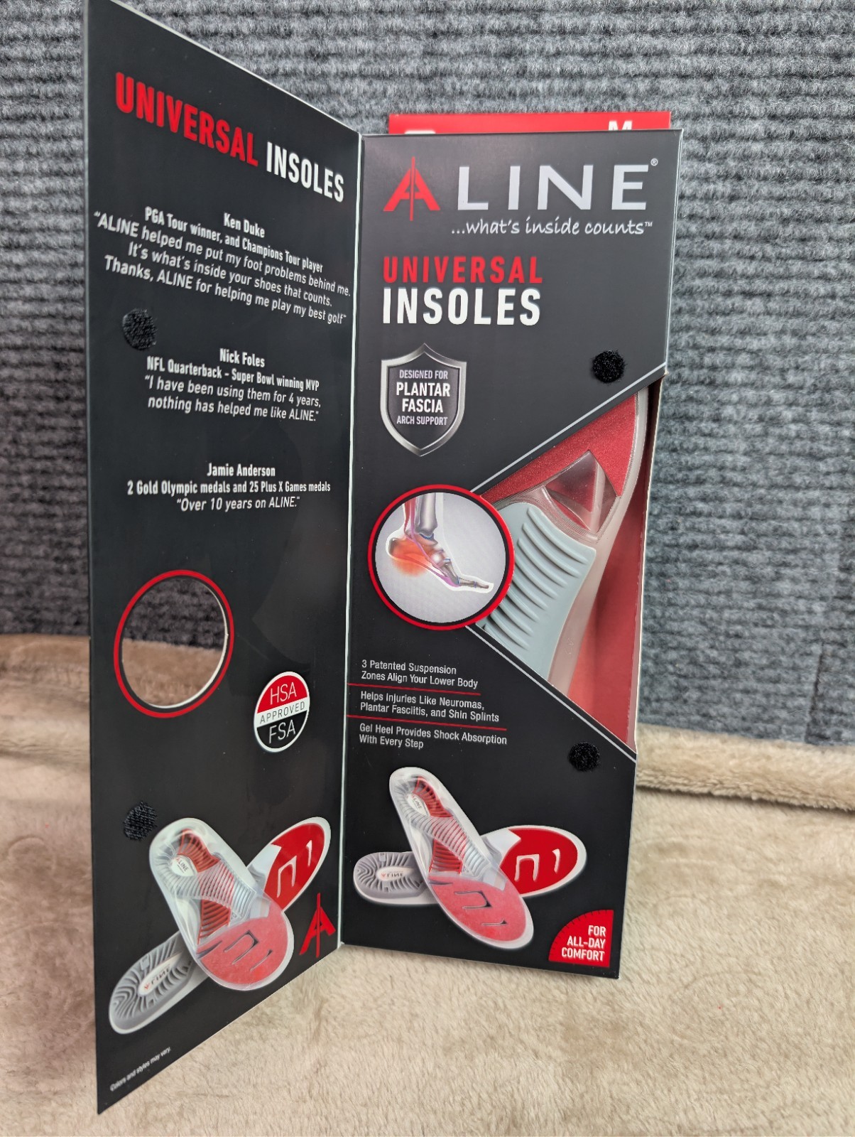 ALINE Universal Shoe Insoles Medium Men’s size: 8 – 9 Women’s 9-10 Arch Support