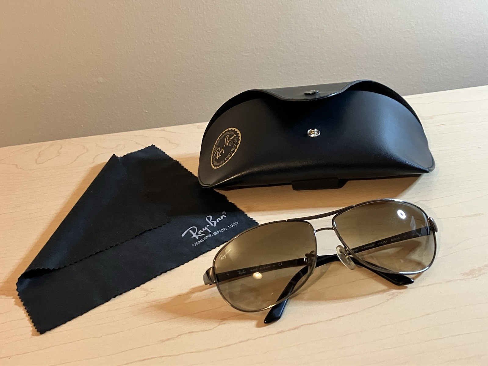Ray-Ban RB3342 Warrior Gunmetal Brown Gradient Wrap Sunglasses 60□12 w/ Case