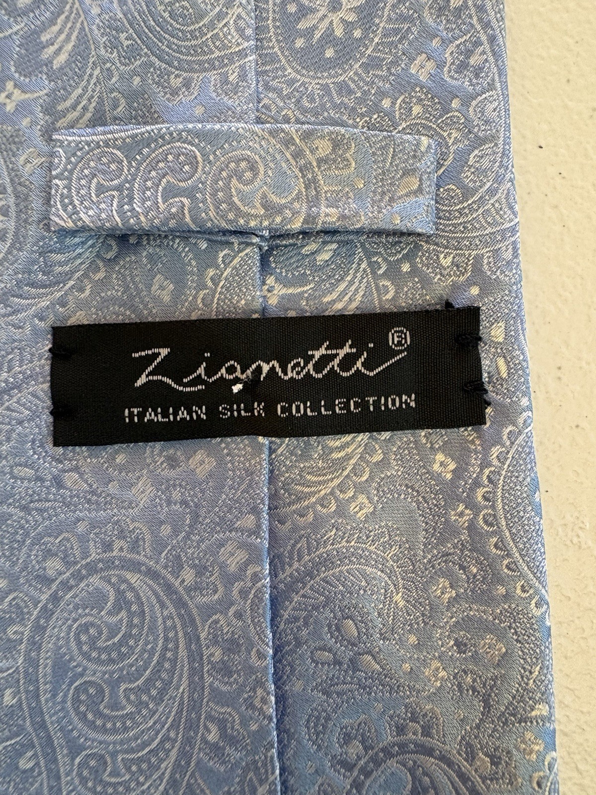 Zionetti Silk Light Blue Paisley Designer Men’s Tie Woven Classic 57-60″