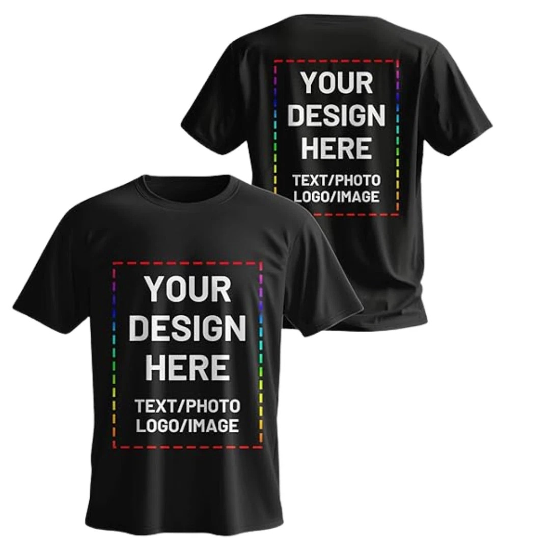 Custom T-Shirt Men’s Design Your Own Front Back Print Personalized Tee
