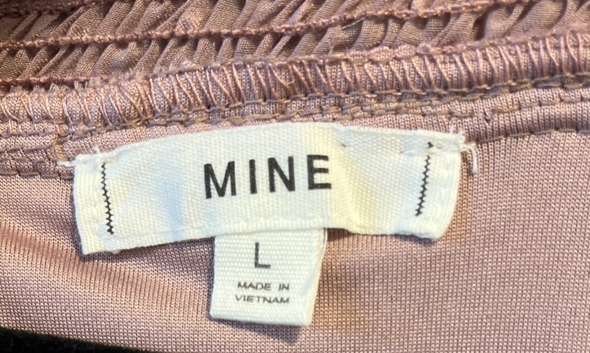 Mine Off The Shoulder Flutter Top Womens L Pink Sheer Swiss Dot