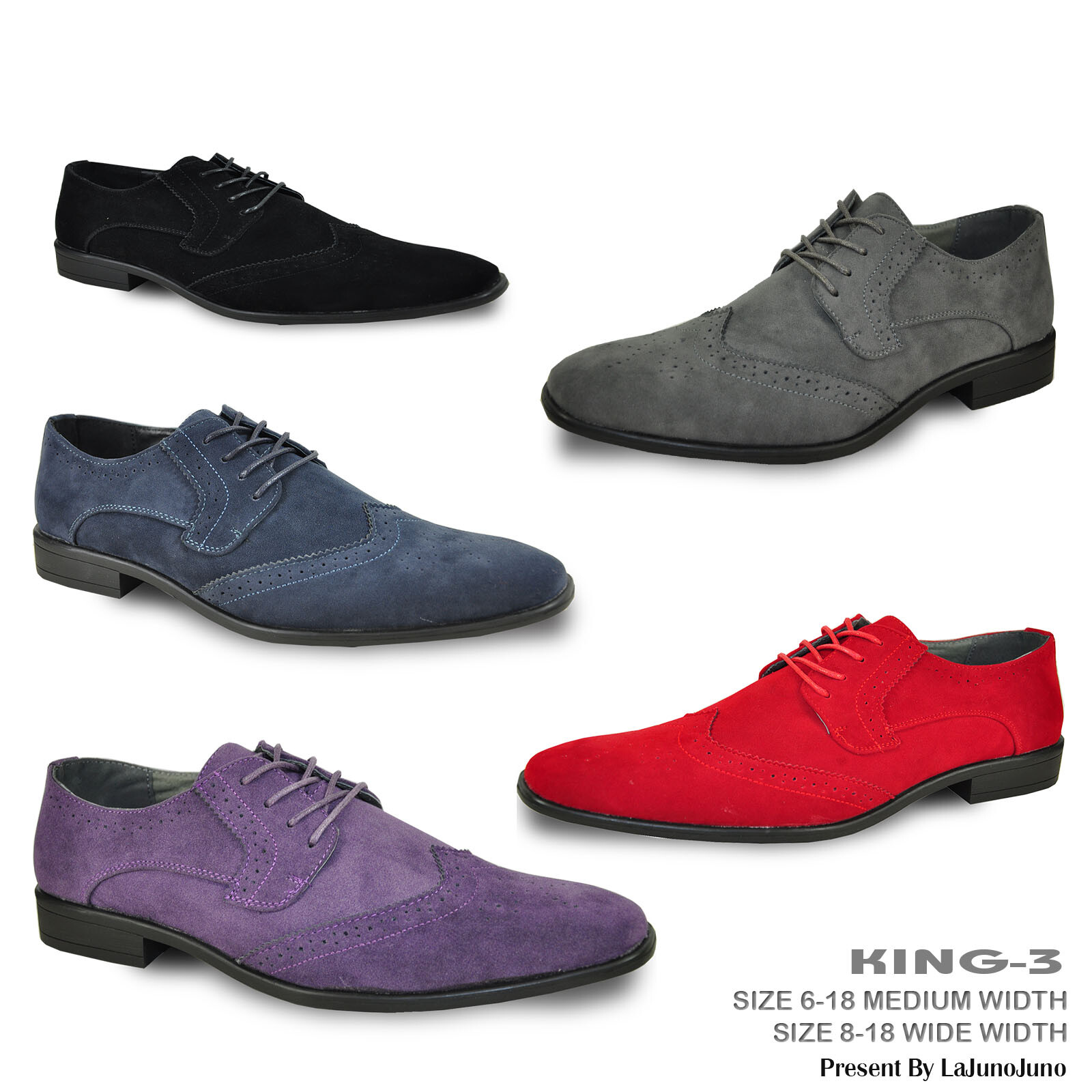 BRAVO Men Dress Shoe KING-3 Classic Faux Suede Oxford with Leather Lining