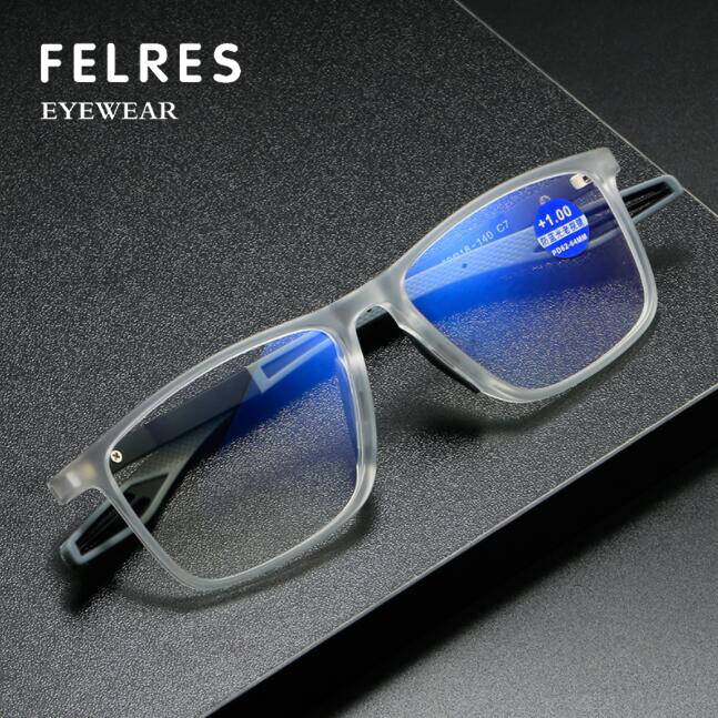Blue Light Blocking Photochromic Reading Glasses Men Square Outdoor Sunglasses