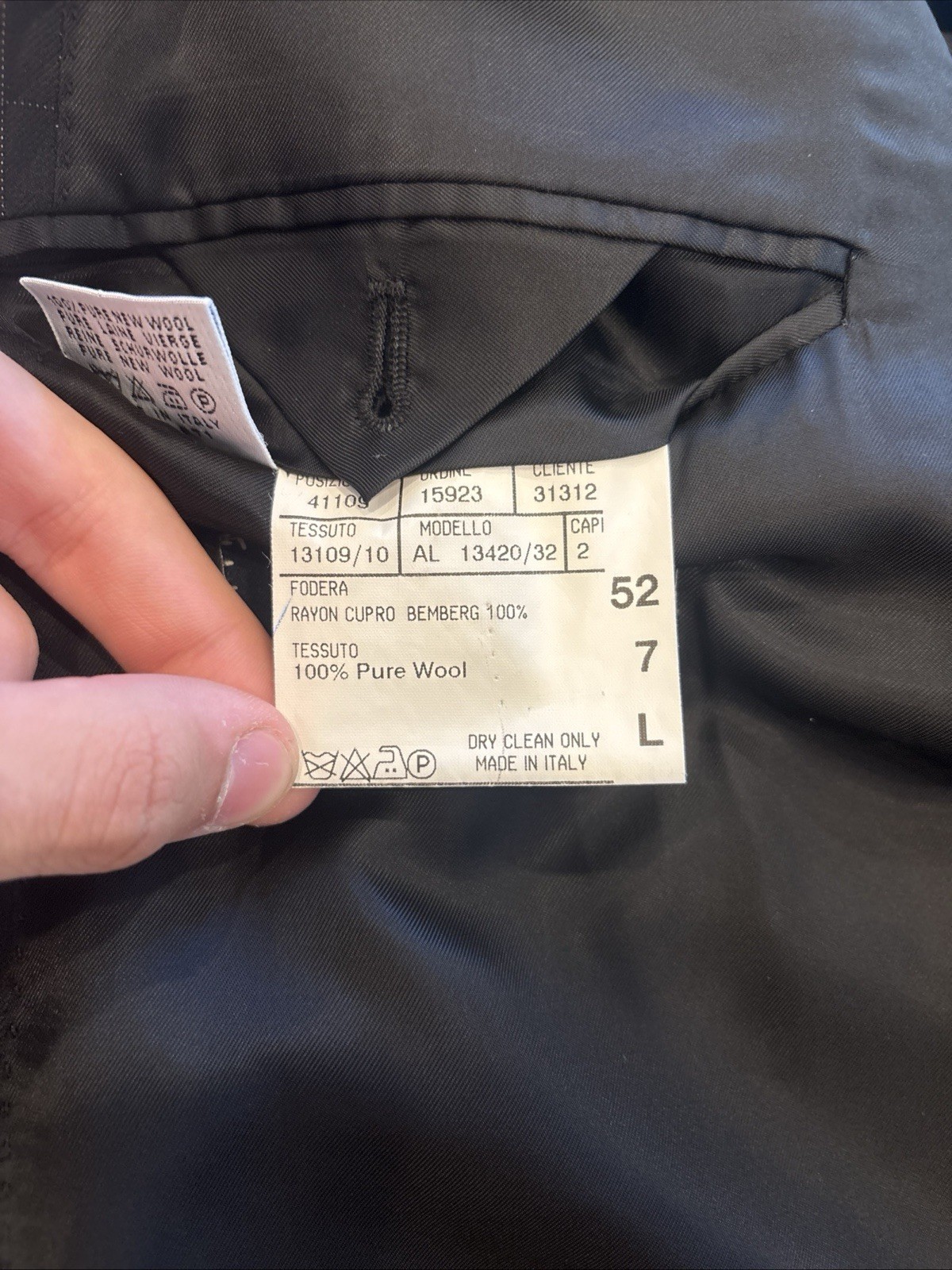 Canali Super 120s Wool Suit Italy IT 52 US 42 Black Lined