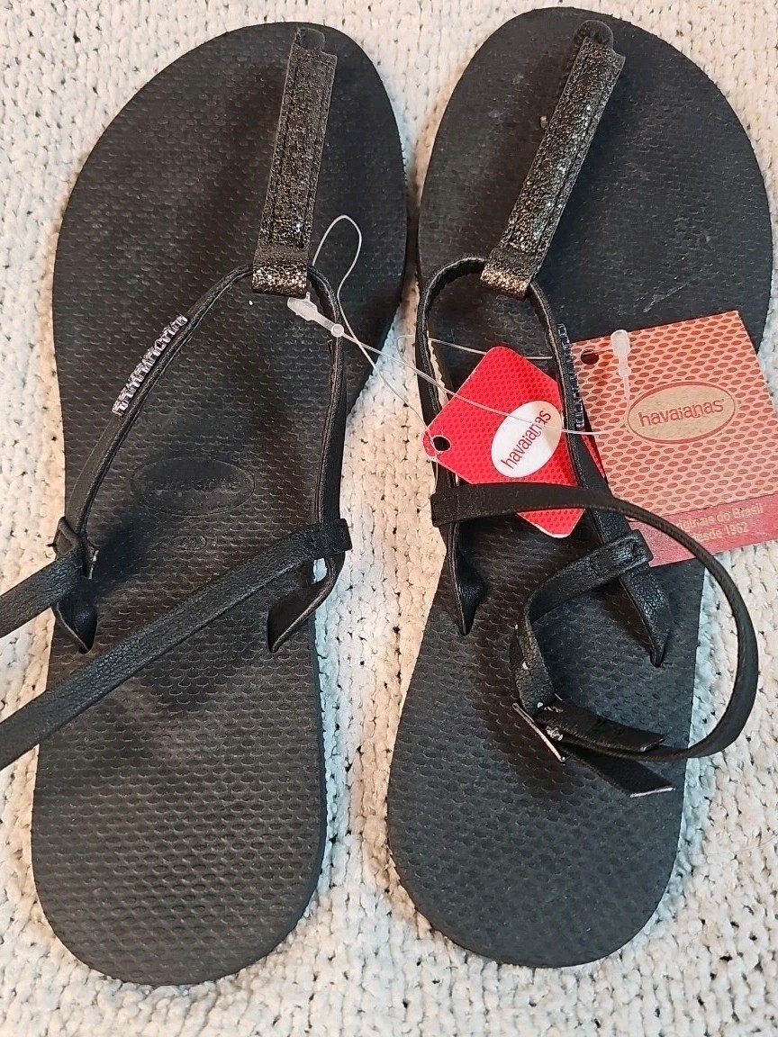 Havaianas You Rio Black Sandals – Size 10.5, Ankle Strap Comfort Sandals Beach