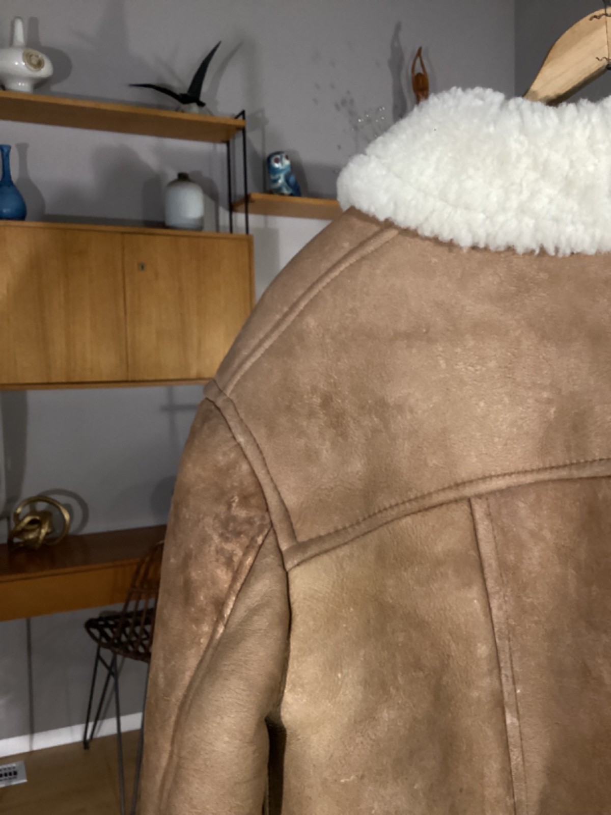 Vintage Men’s Heavy Sheepskin / Leather Western Rancher Plainsman’s COAT sz XL