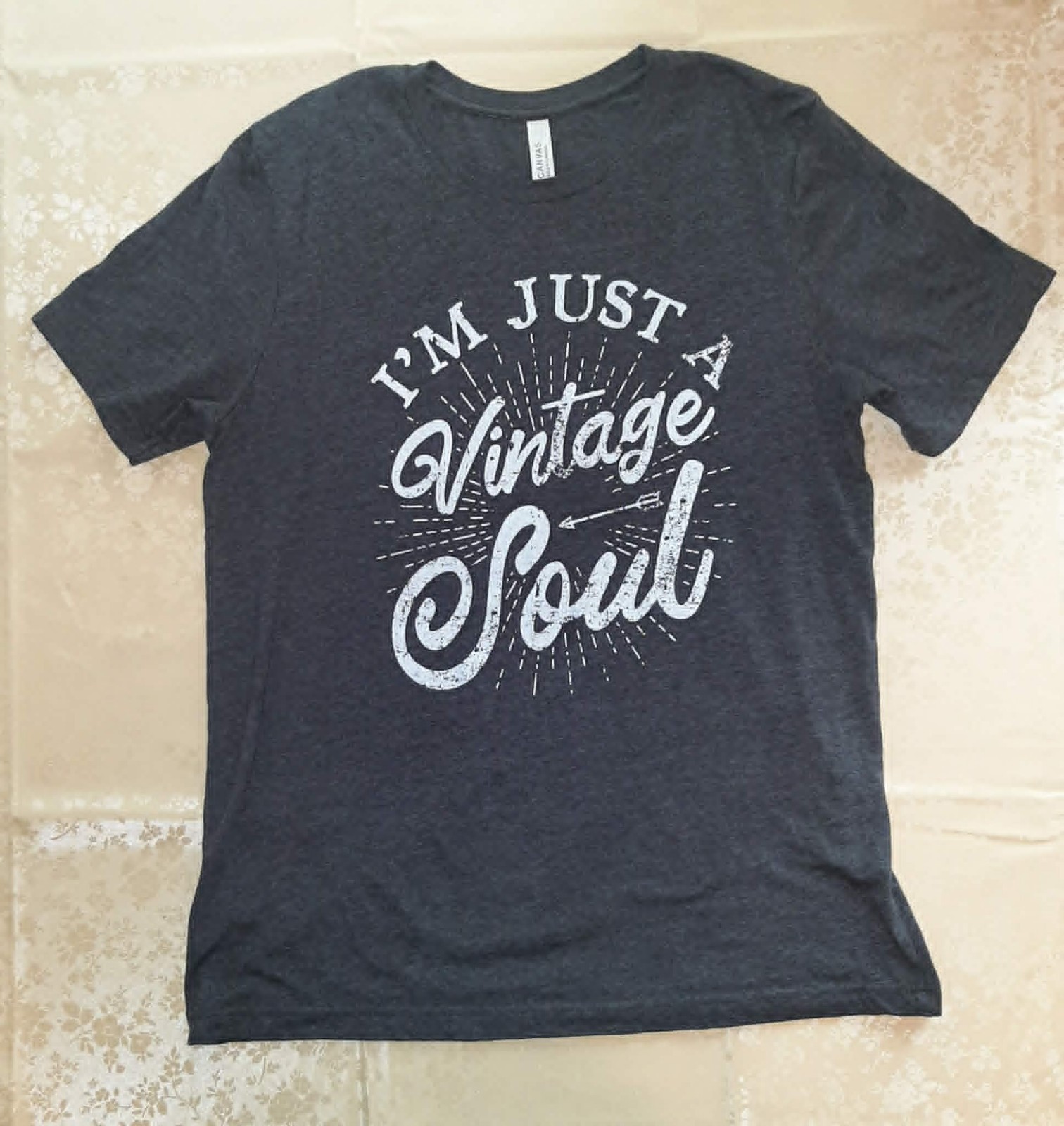 I’m Just a Vintage Soul Retro Graphic T-Shirt Unisex Women’s Men’s L Large Grey