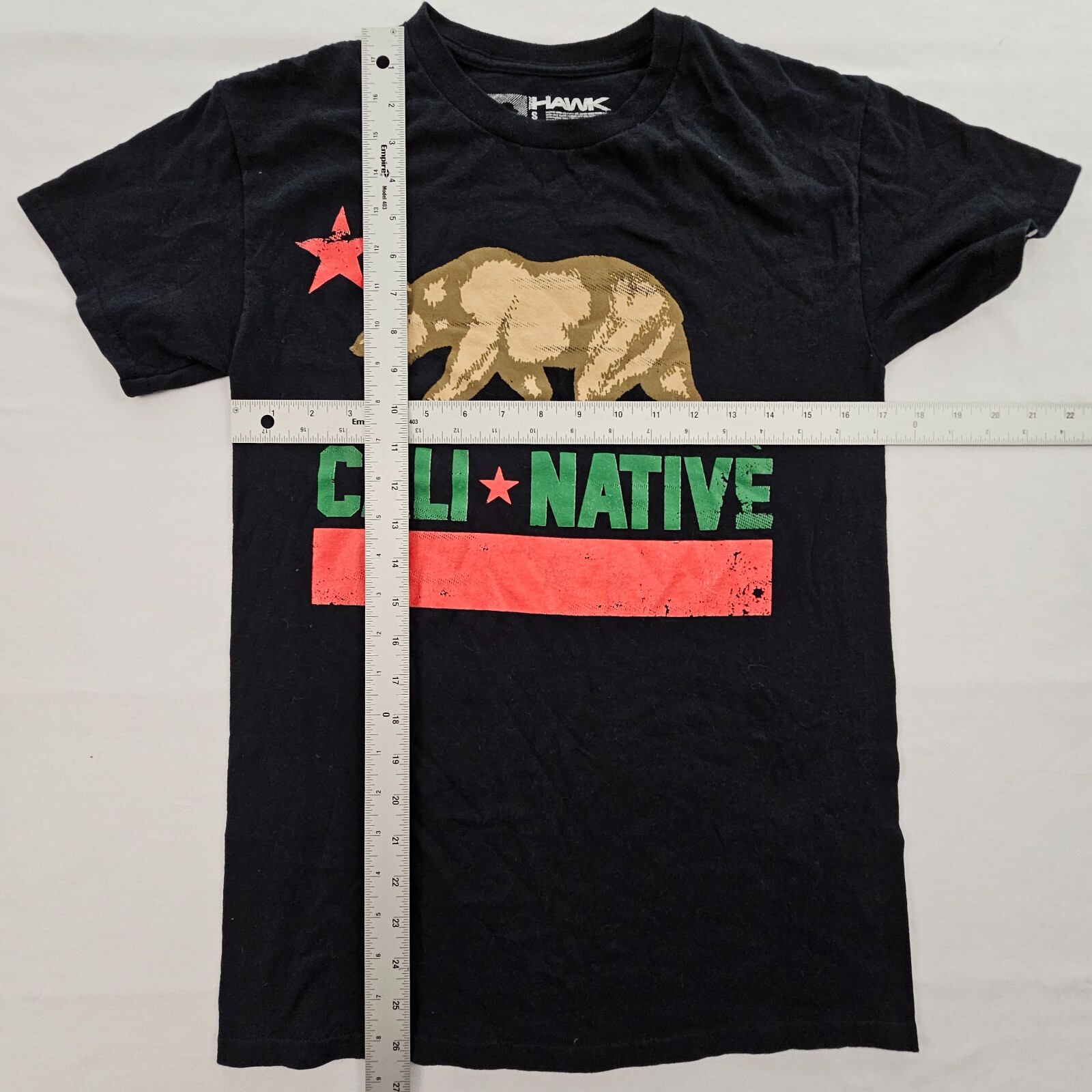 Tony Hawk Cali Native CA Bear Flag Black Short Sleeve Cotton T-Shirt Men’s S