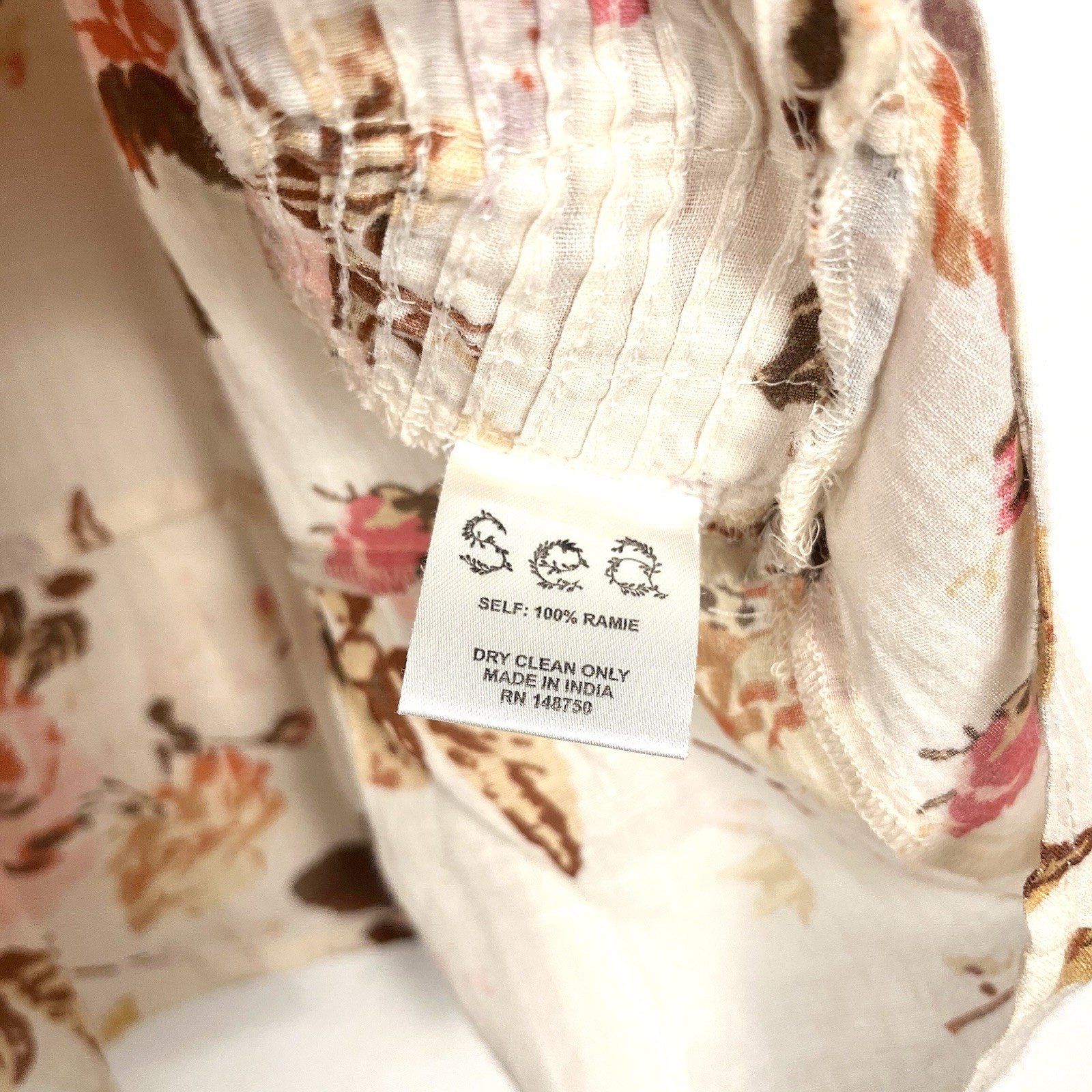 Sea New York Large Floral Ruffled Cap Sleeve Pleated Tasseled Esme Blouse Top