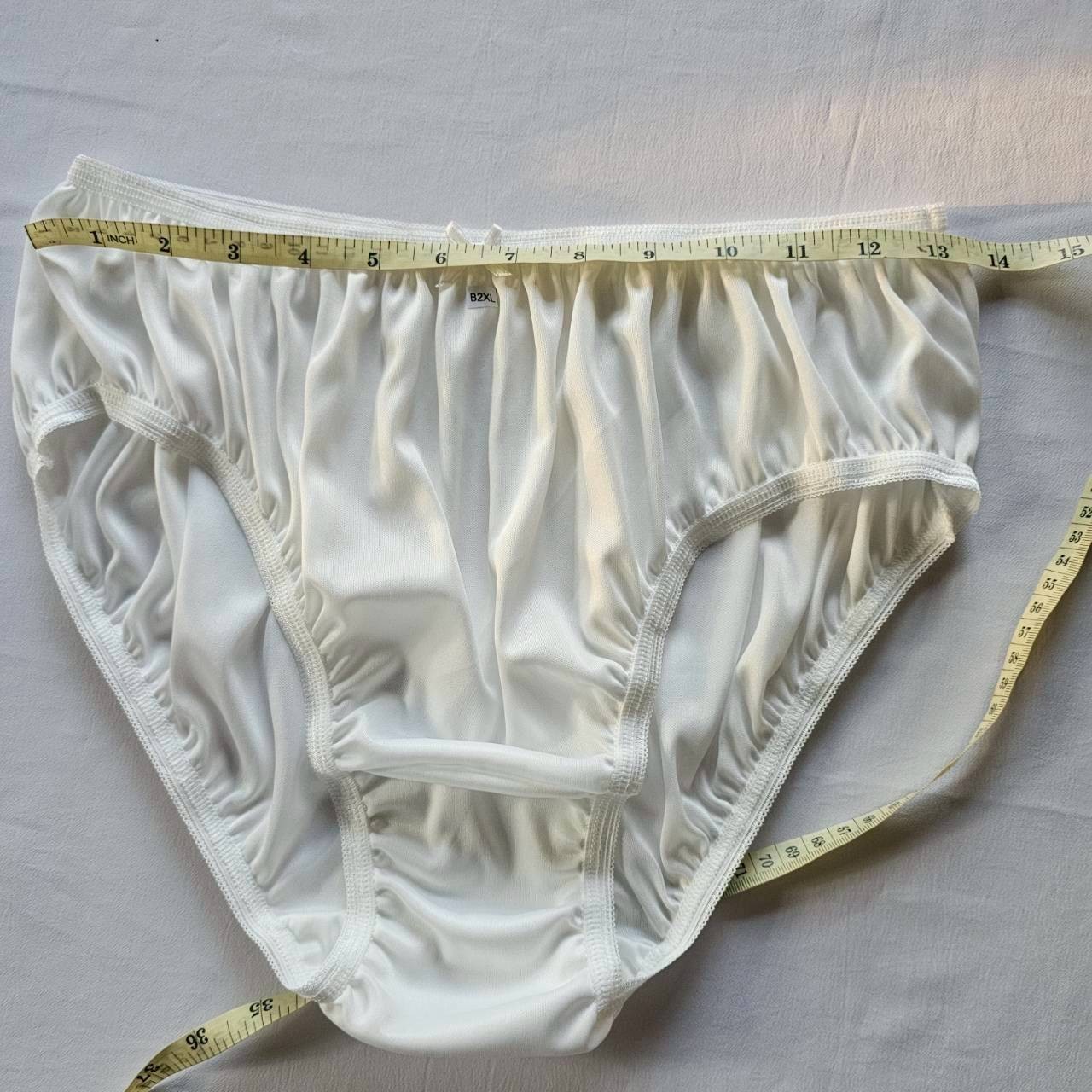 6 Plus Underwear Mid-Waist Panties Women Mens Briefs Nylon Silky Soft 2XL/White