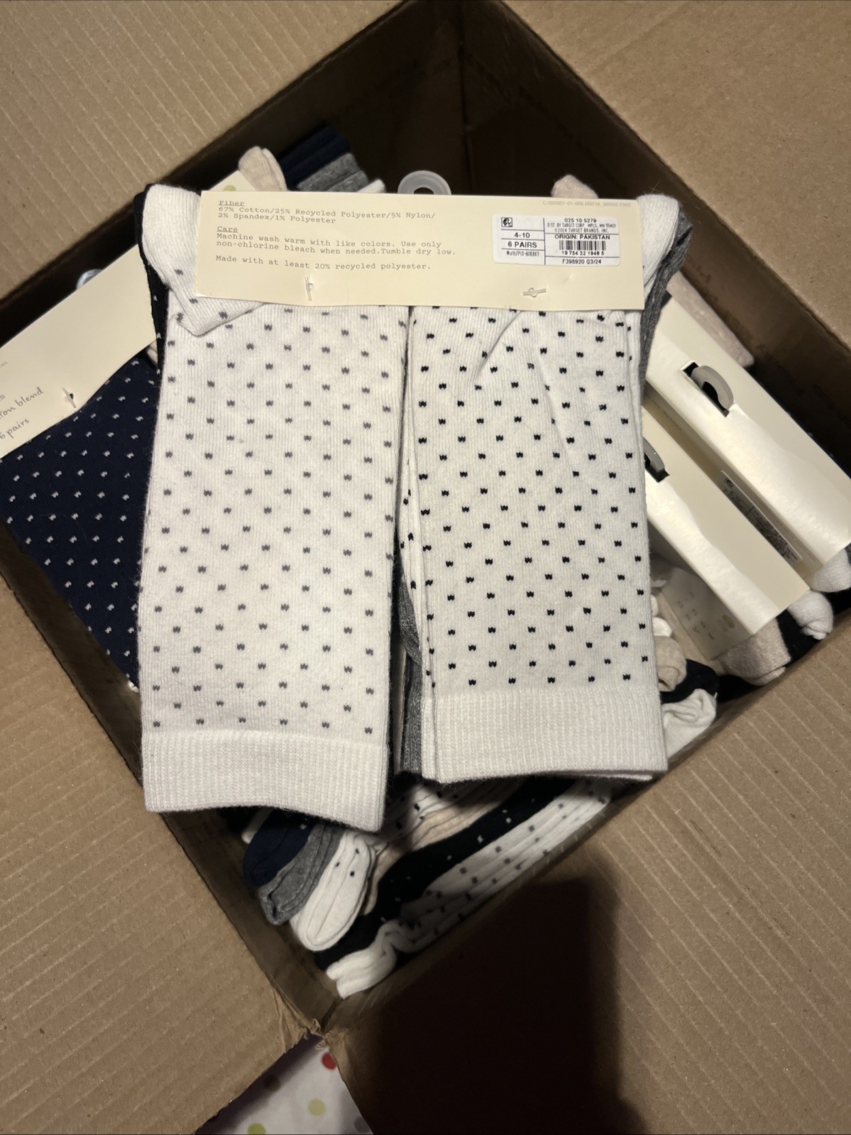 A New Day Cotton Blend Crew Socks 6 Pairs Solid & Patterned Size 4-10
