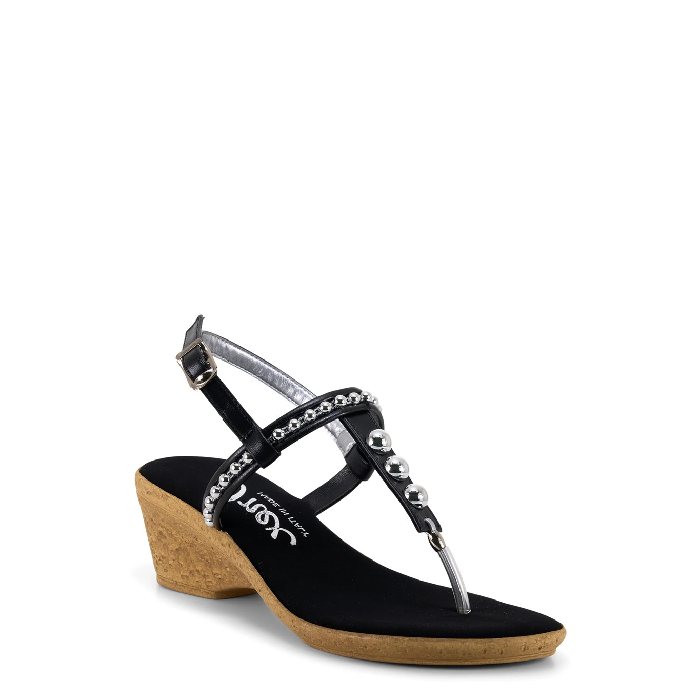 Onex Mykanos Black Strappy Toe Post Cork Wedge Sandal Womens sizes 5-11 NEW
