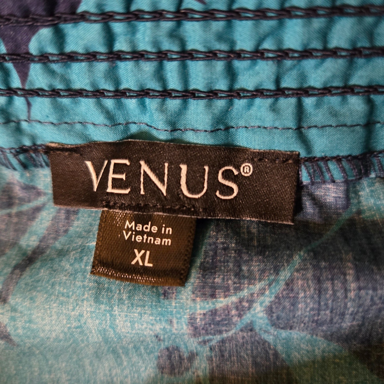 Venus Teal Tropical Leaf Off-the-Shoulder Smocked Cotton Top XL Z246001 SP’24
