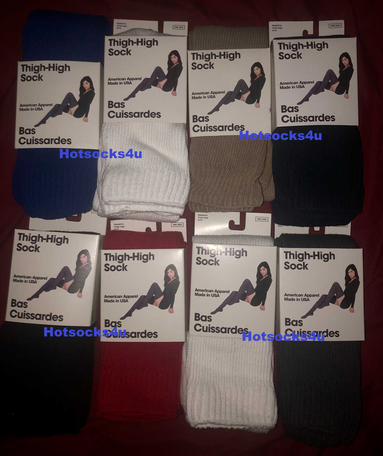 American Apparel Thigh High Socks Black Grey White Over The Knee Long Boot New