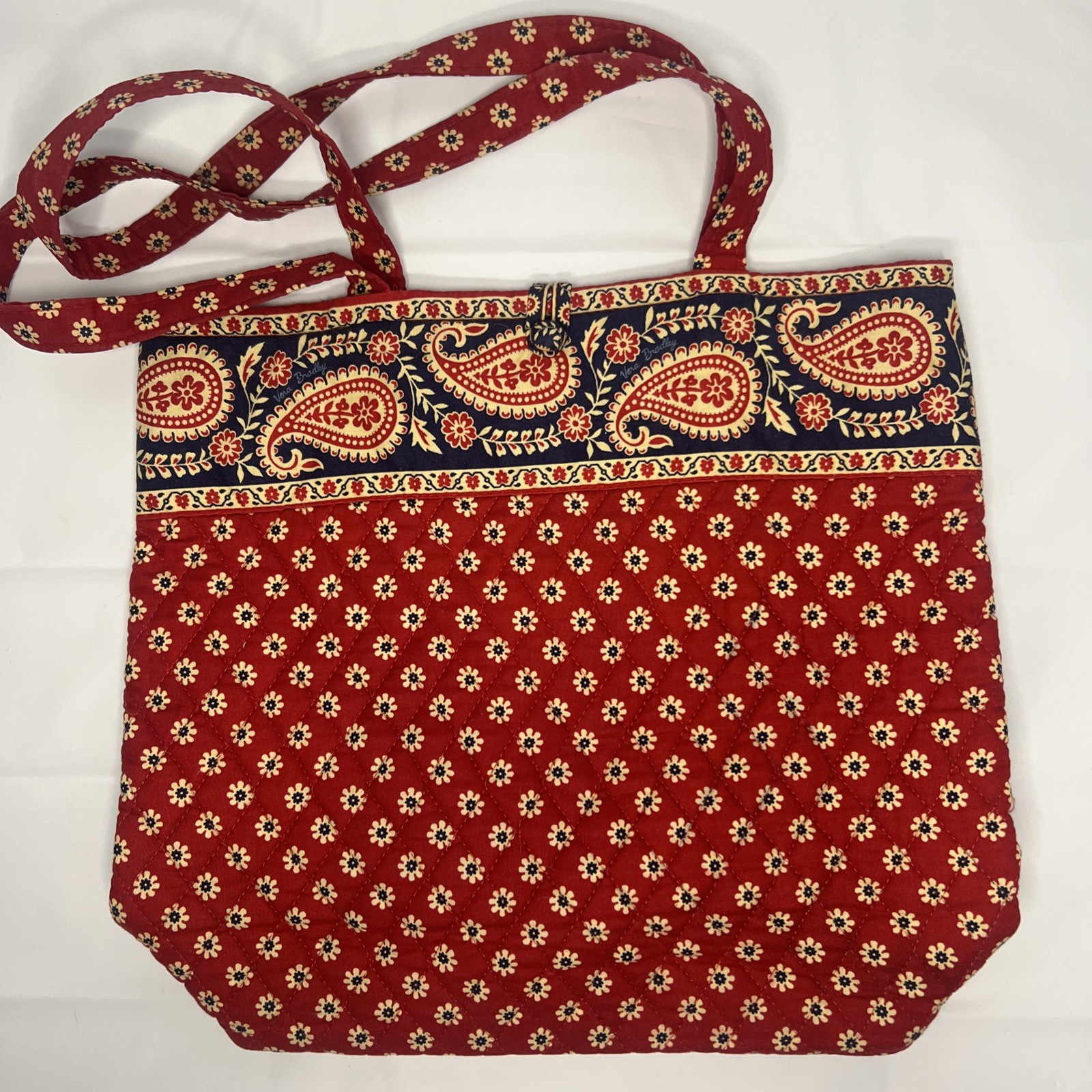 Vintage Vera Bradley Tote bag – Americana Red – button closure 14-50X12.75X3. M9