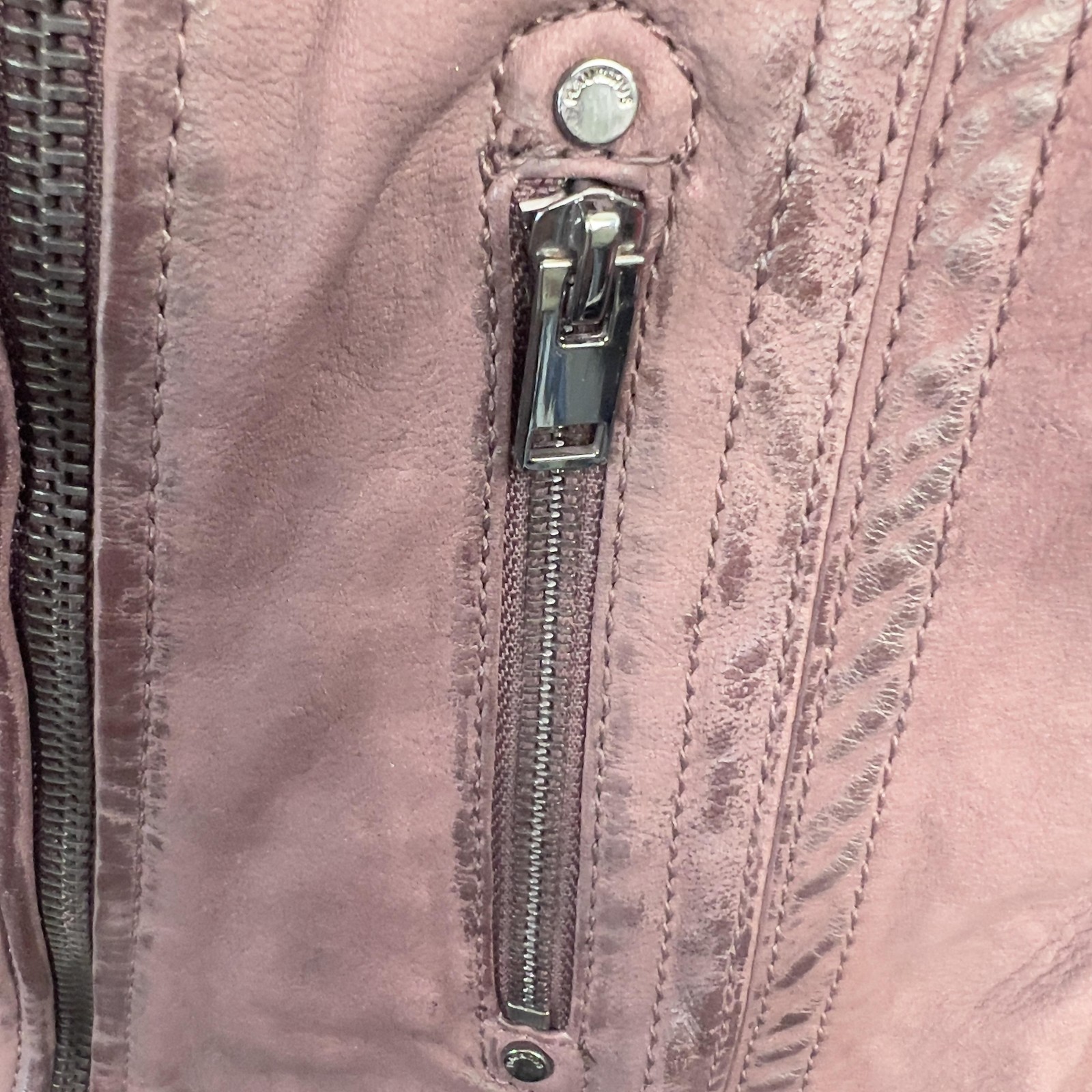 Mauritius Twila RF Leather Jacket Womens 7/8 Wine Red Moto Zip Lined Biker