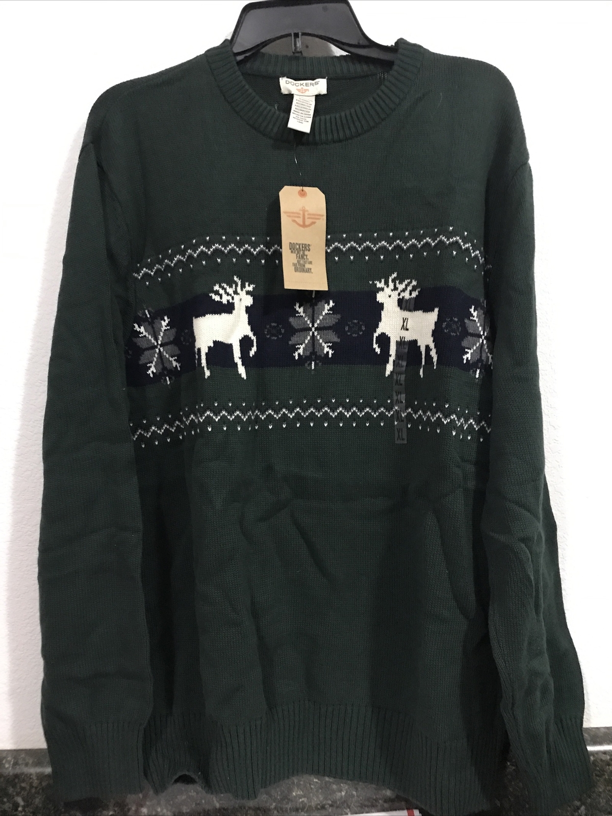 Dockers Men’s Crew Neck Sweater Size XL Green (7-TW-291)
