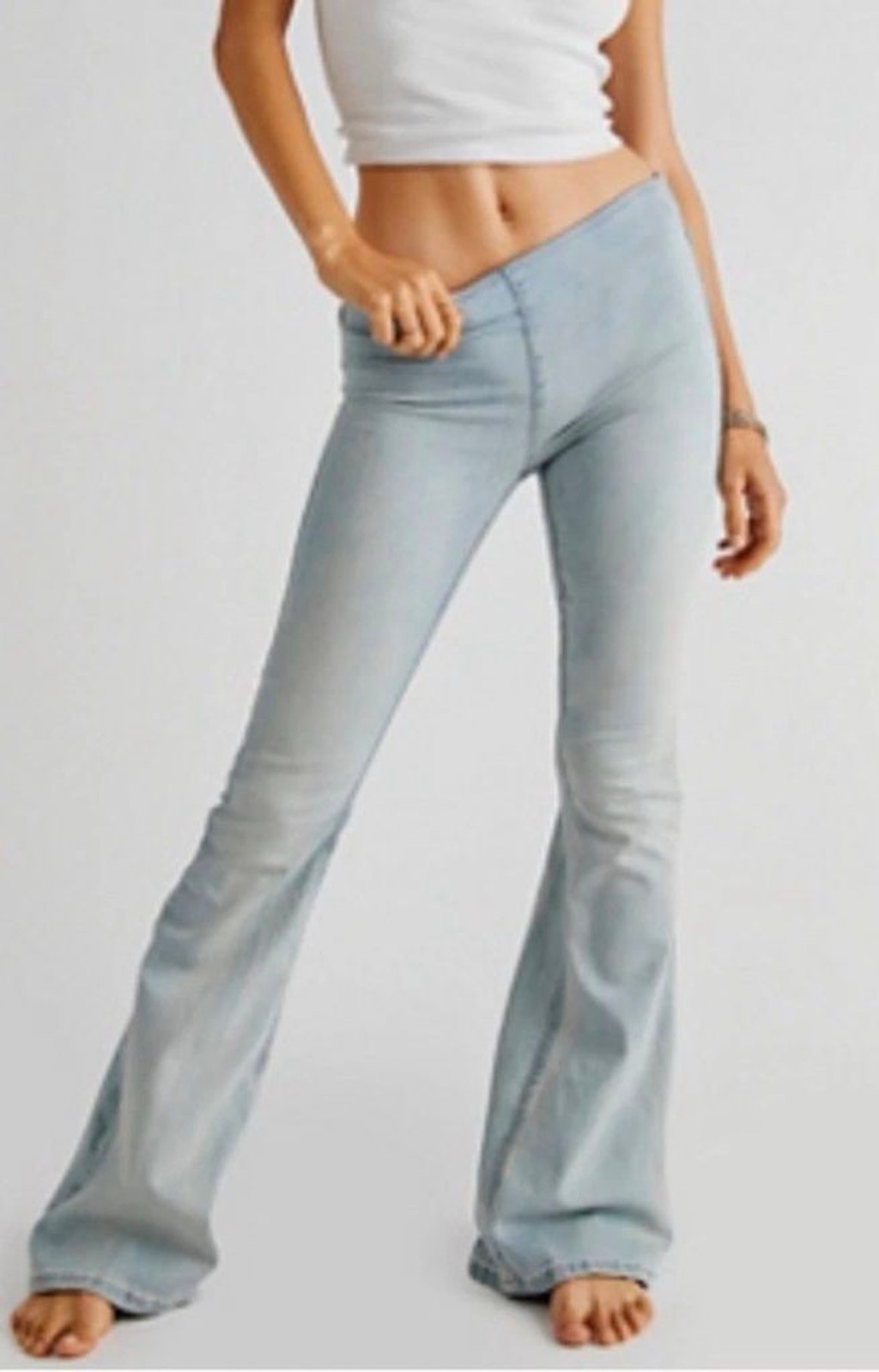 EUC Free People We The Free Penny Pull-On Flare Jeans Womens Glass Blue Sz 30