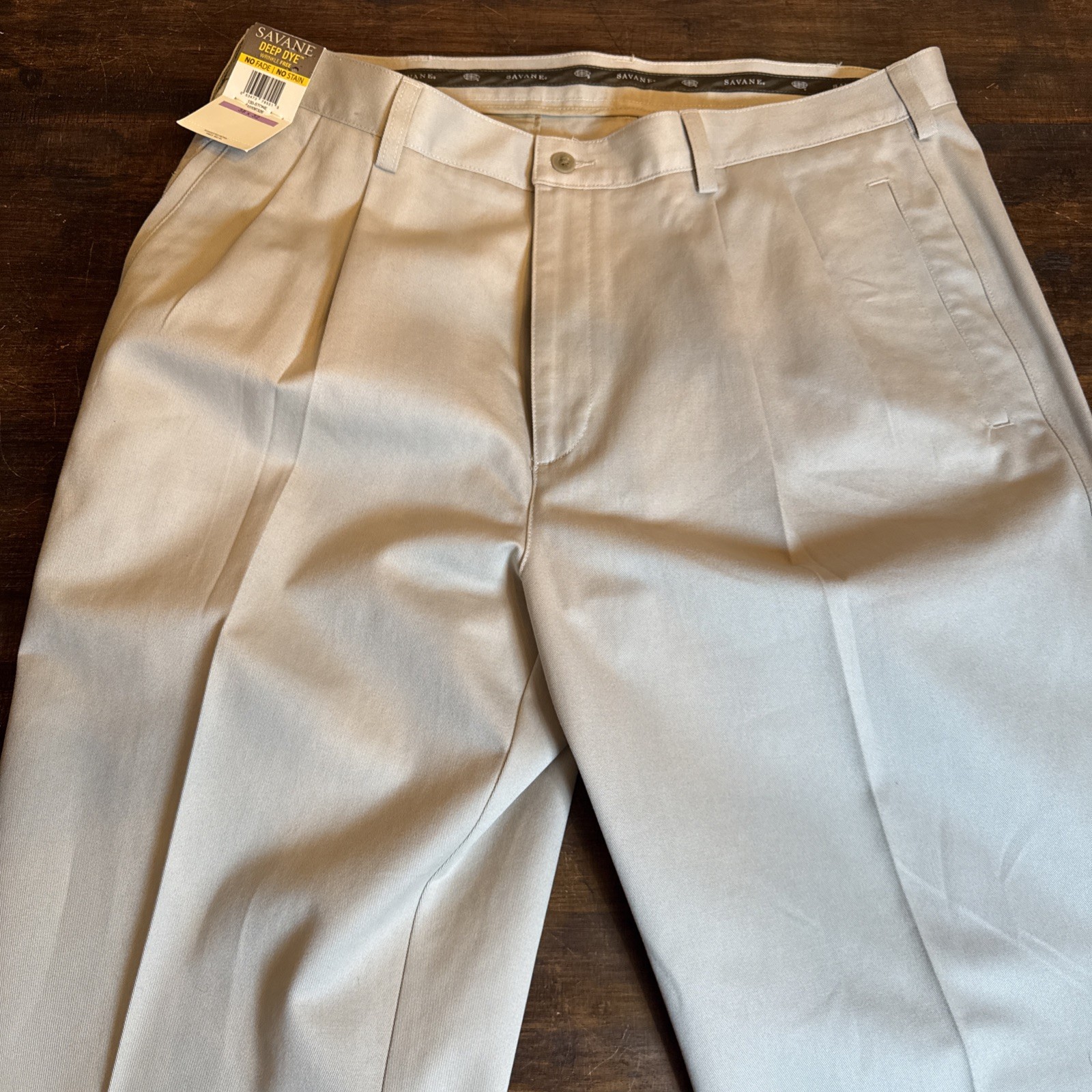Savane Deep Dye Wrinkle Free Pant Mens 38×32 Khakis Pleated Straight NWT