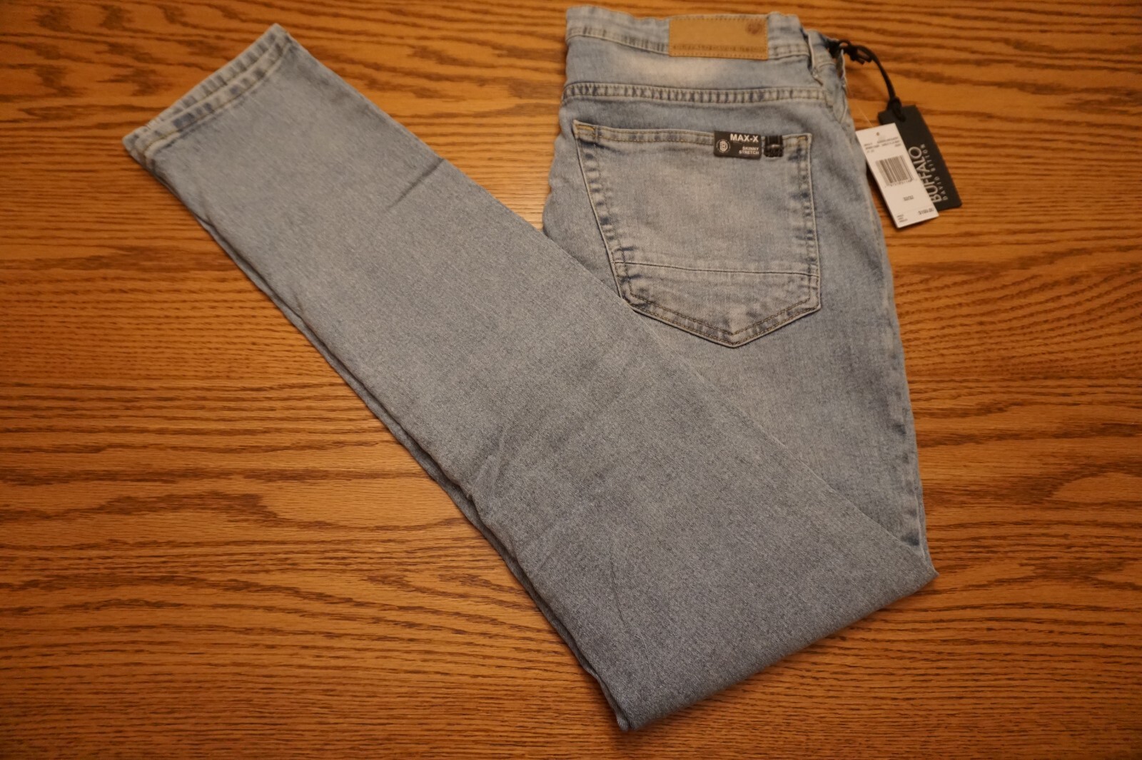 NWT MEN’S BUFFALO DAVID BITTON JEANS Max-X Skinny Stretch Bleached Blasted $109