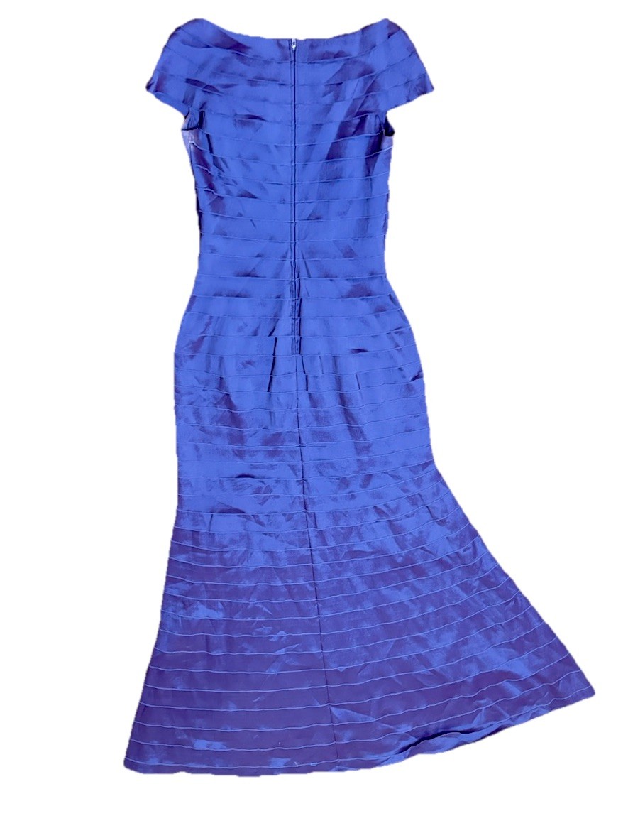 Tadashi Shoji Purple Indigo Off Shoulder Rosette Evening Gown Dress Women’s S 2