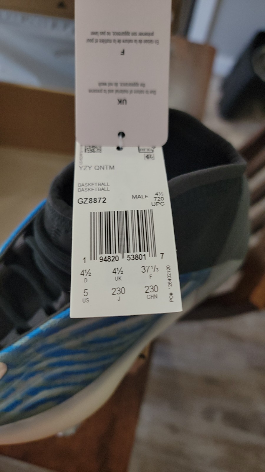 Adidas Yeezy Quantum ‘Frozen Blue’ GZ8872 New Size 5