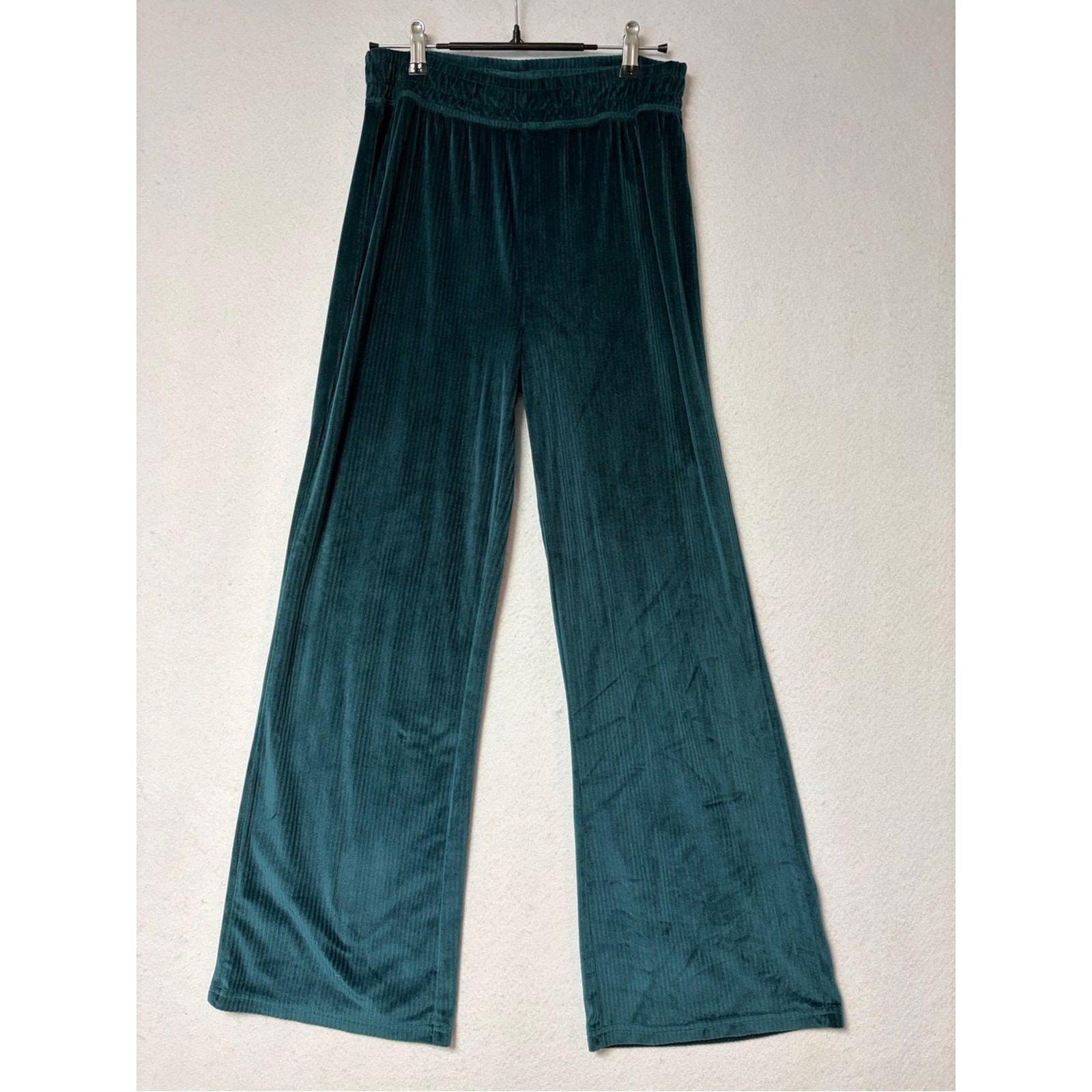 Z Supply Ribbed Velour Loungewear Set Emerald Green Pullover Wide Leg XS NWOT