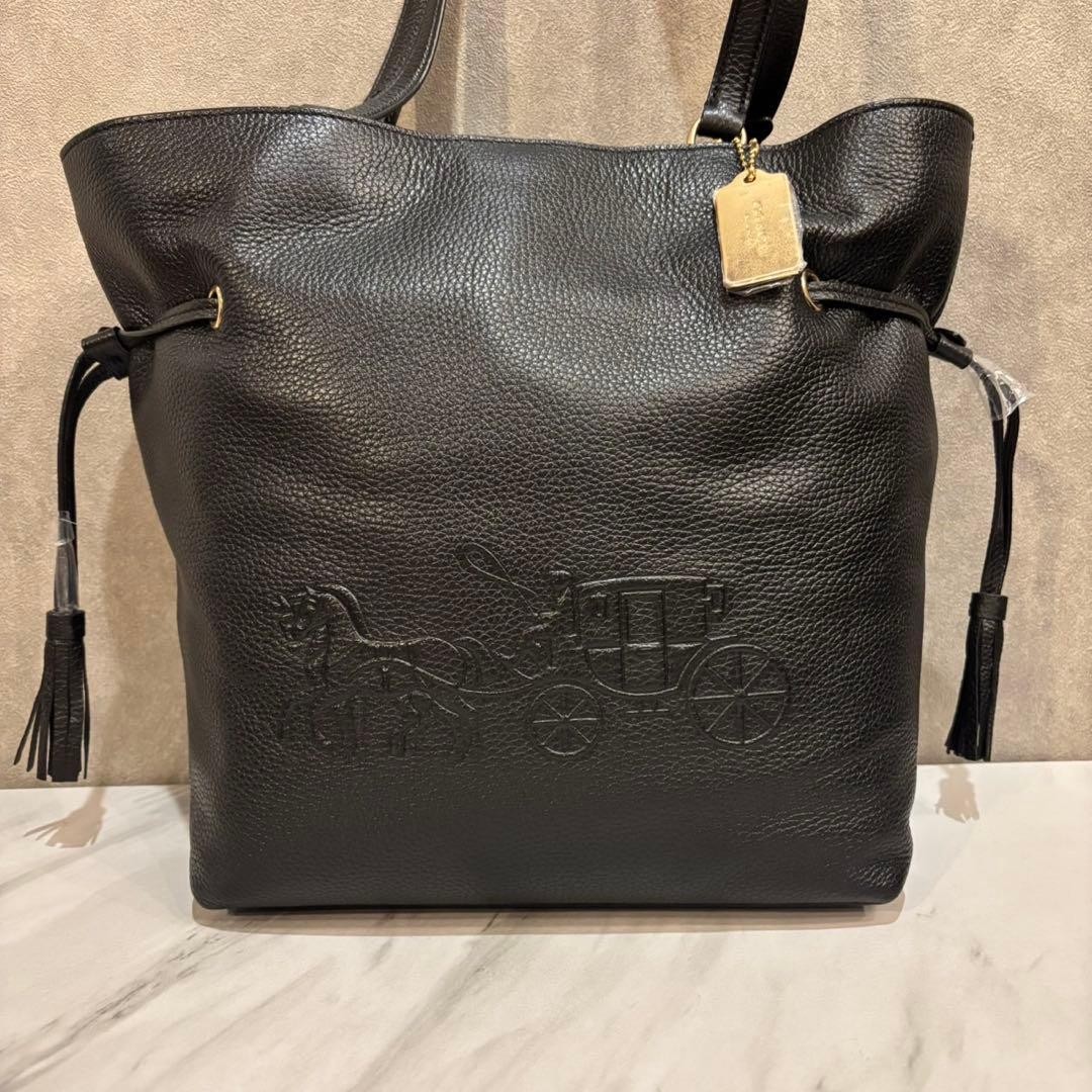 Excellent Condition COACH Andy Tote Shoulder Bag CA200 Leather Black