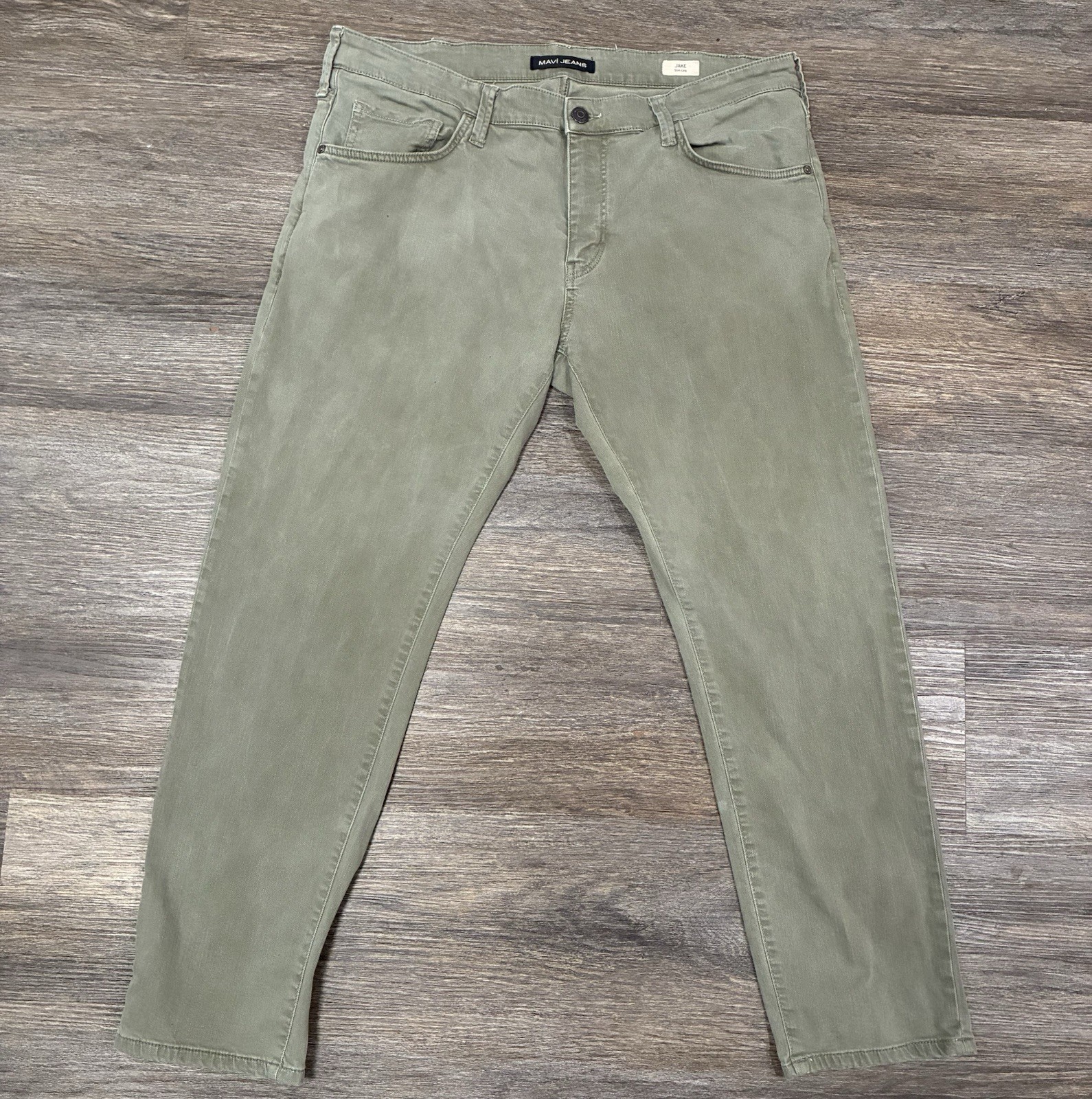 Mavi Jeans Men’s Slim Straight Mid Rise Medium Wash Green Denim Jeans