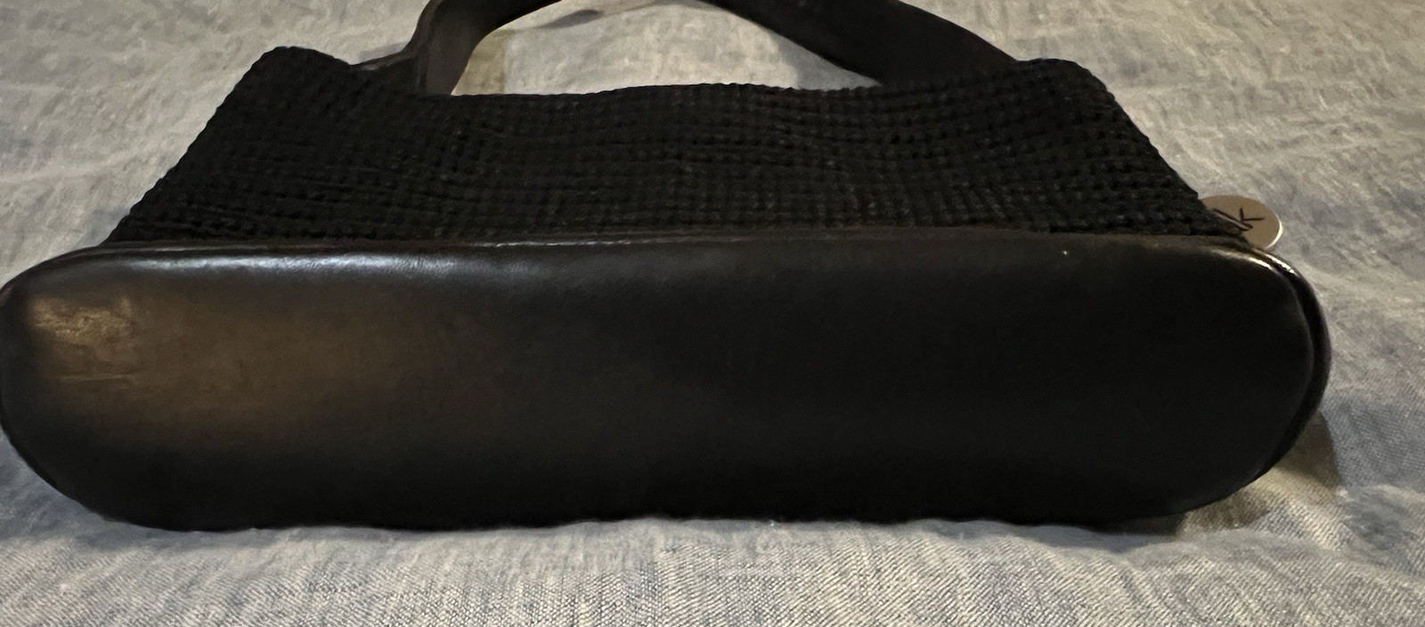 The Sak Leather and Tightweave Small Black Crochet Purse Handbag New Without Tag