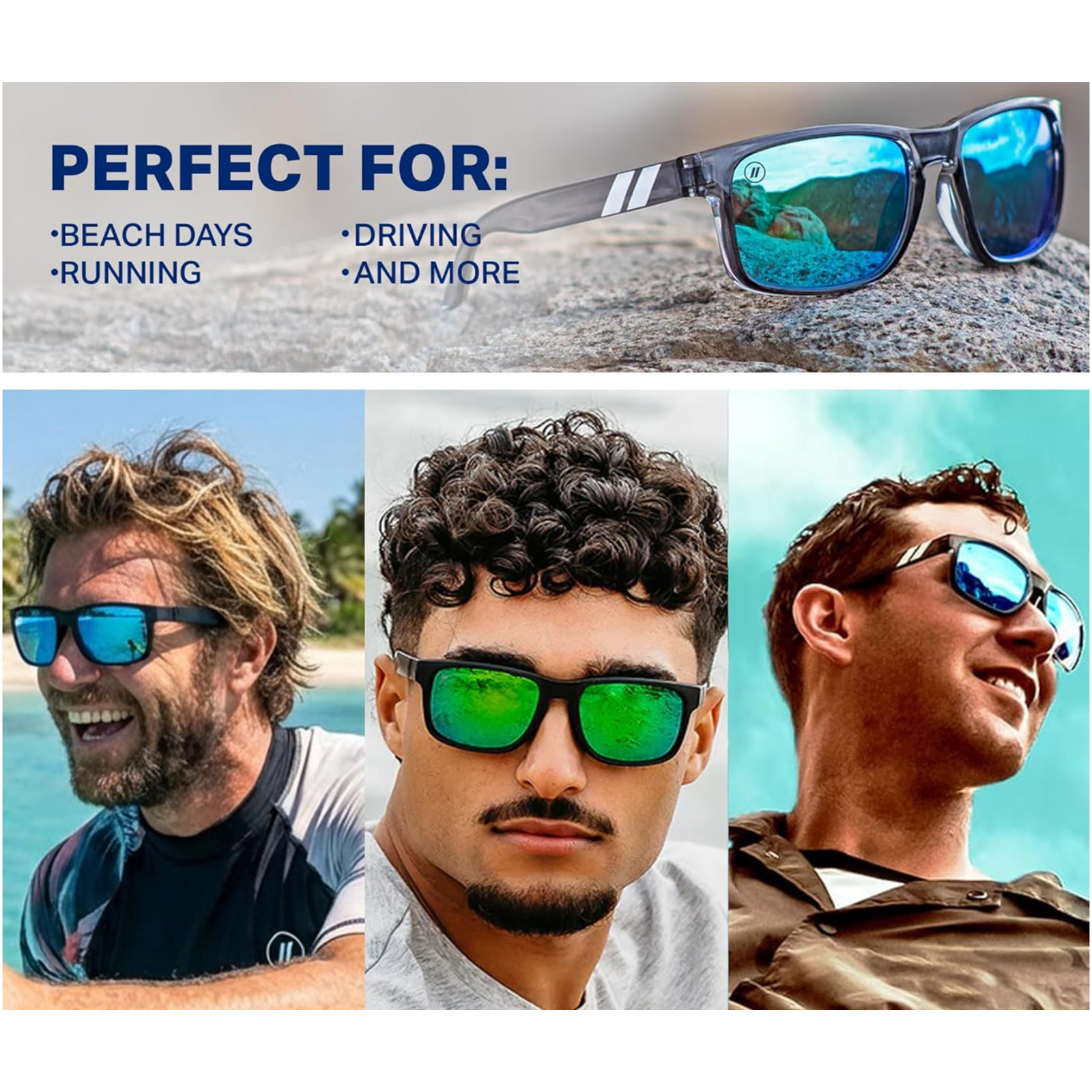 Blenders Eyewear Canyon – Polarized Sunglasses – – 100% UV Protection – blue