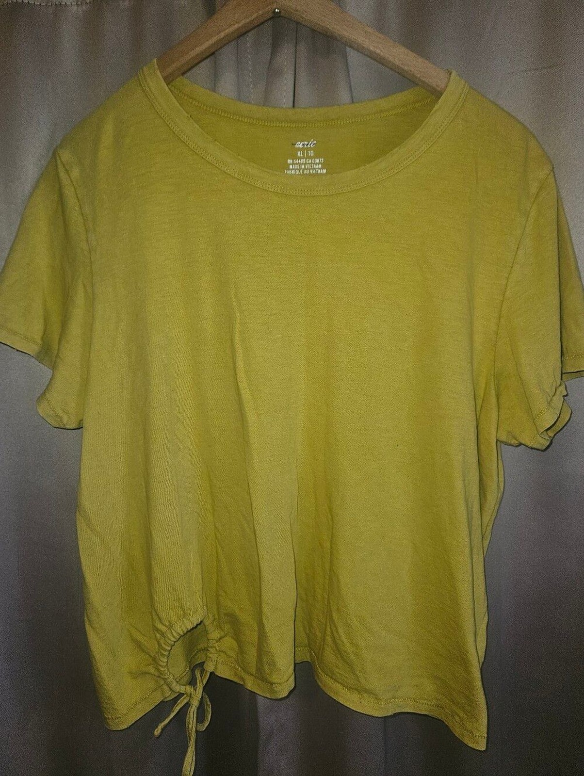 aerie Yellow Short Sleeve Drawstring Hem Tee